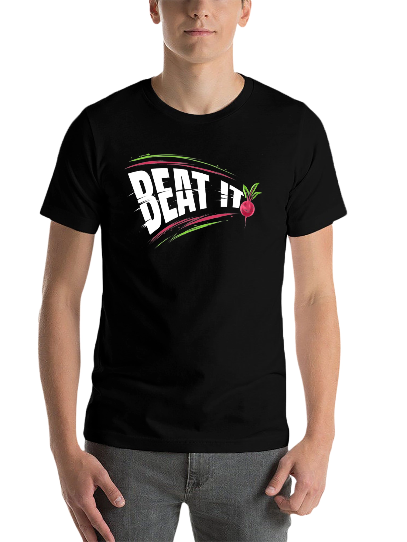 Black Beat It Beet Pun T-Shirt - Funny Vegetable Tee view 7