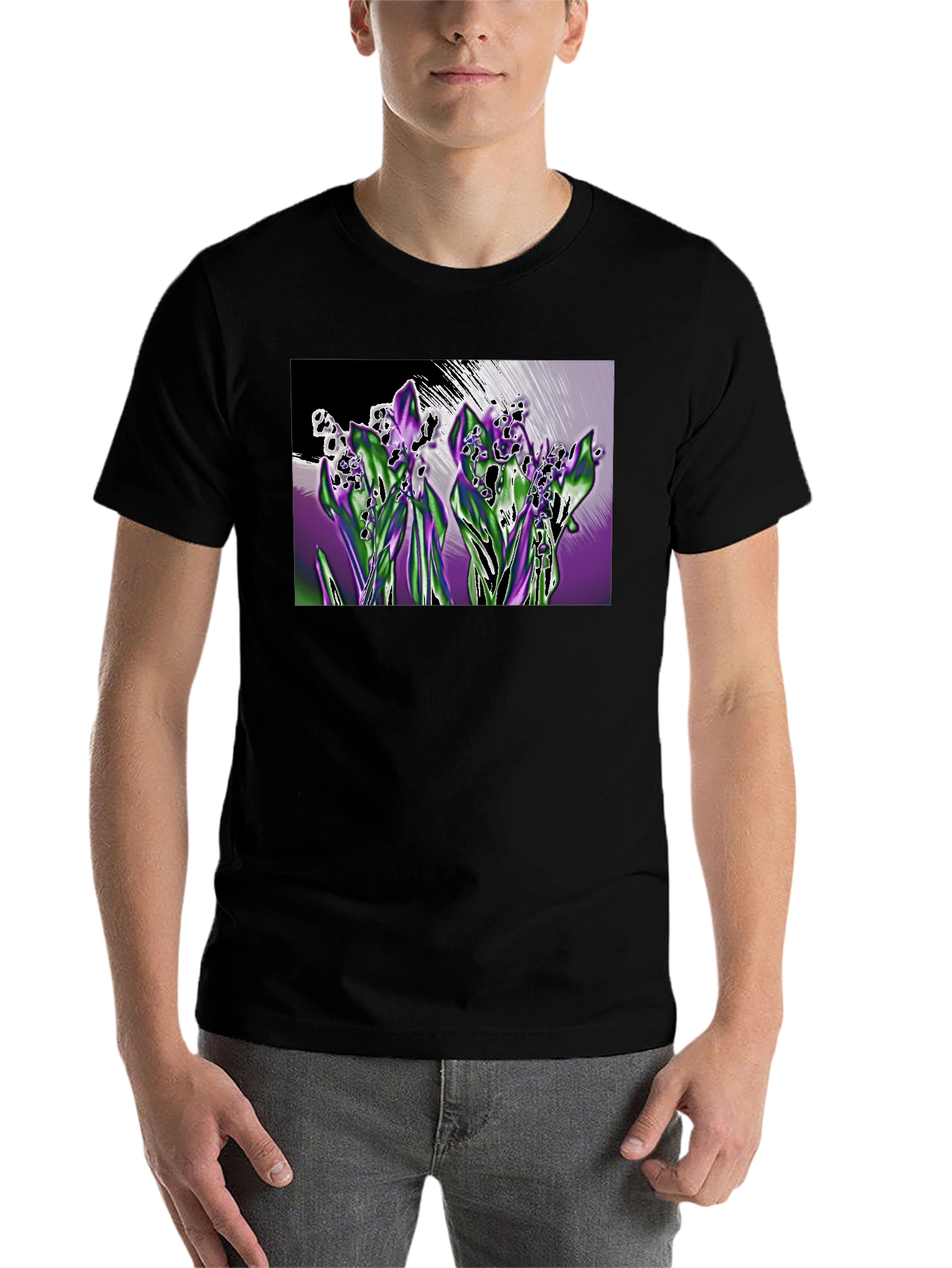 Black Lily of the Valley Graphic T-Shirt - Black view 7
