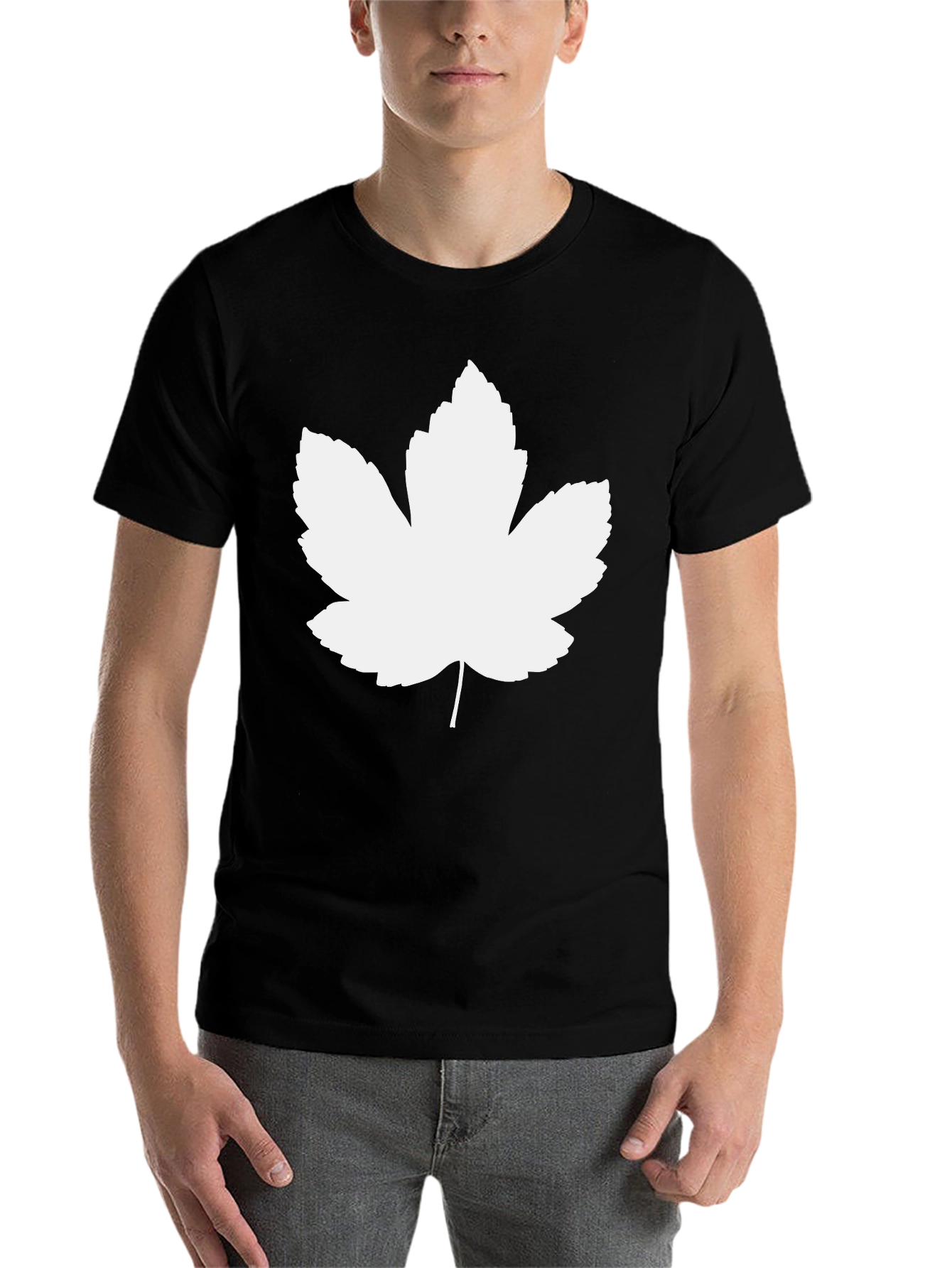 Black Leaf Graphic Tee - Black Casual T-Shirt view 7