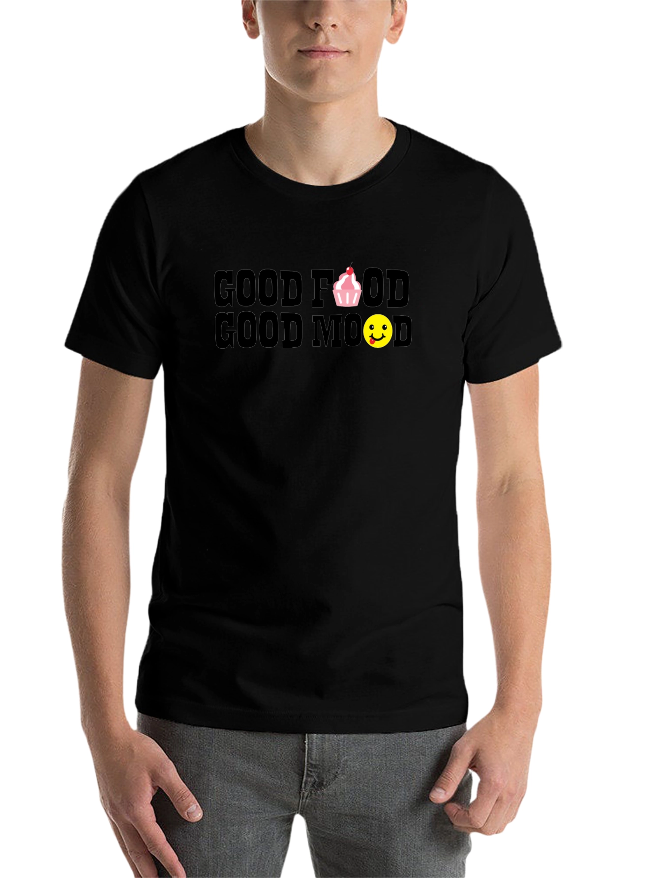 Black Good Food Good Mood Black T-Shirt view 7