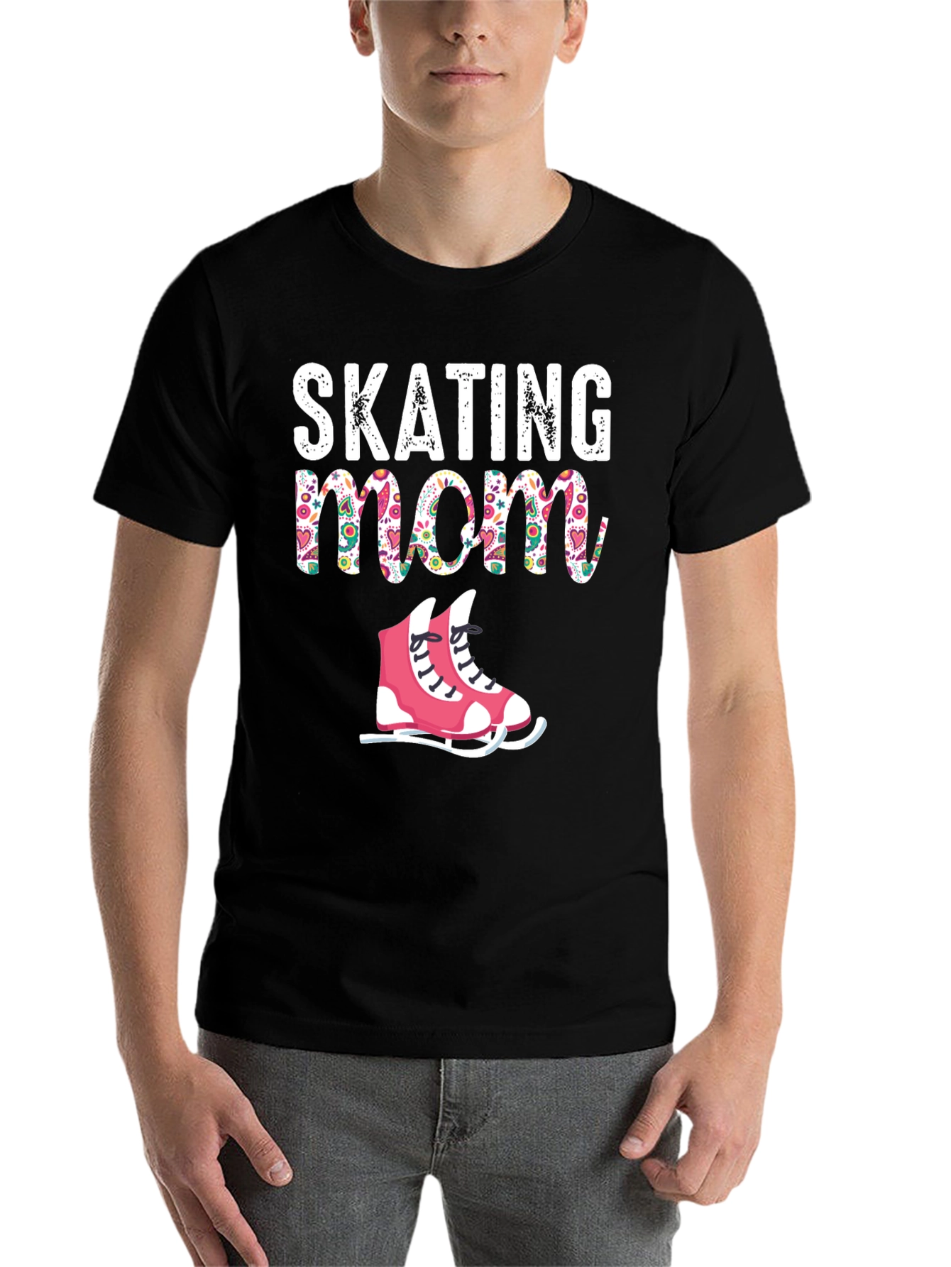 Black Skating Mom T-Shirt, Novelty Graphic Tee view 7
