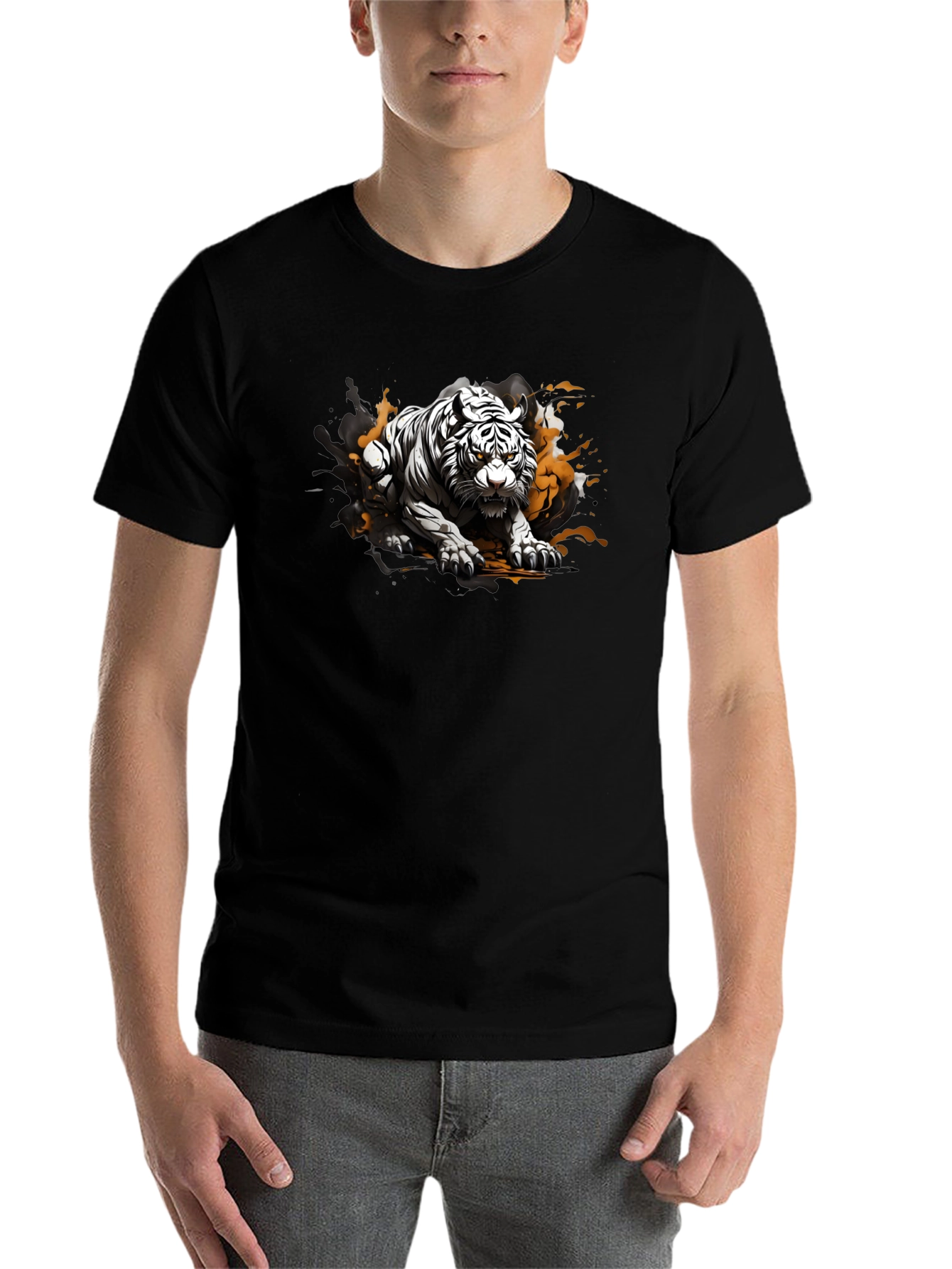 Black Tiger Graphic Black T-Shirt view 7