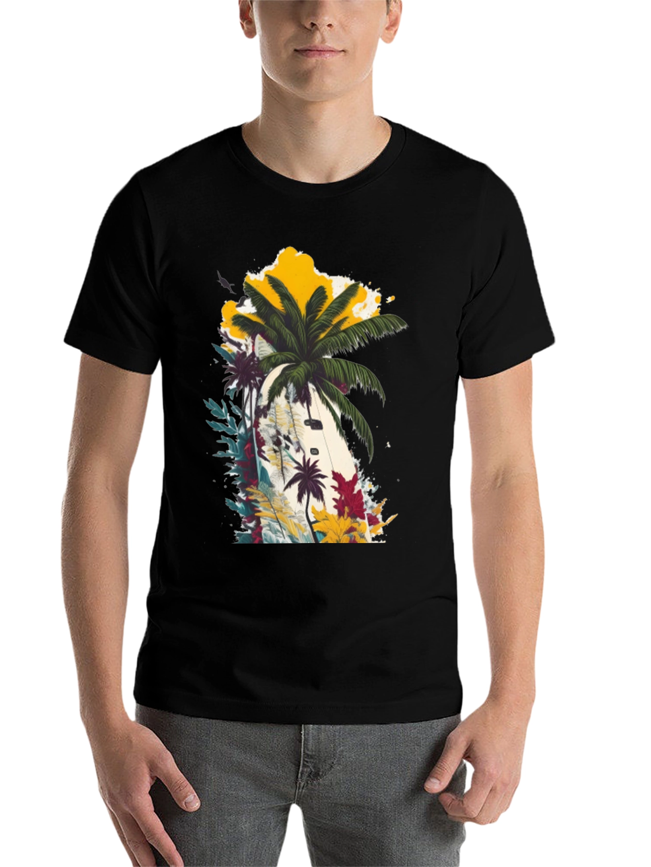 Black Tropical Palm Tree Graphic Tee - Beach Ready view 7