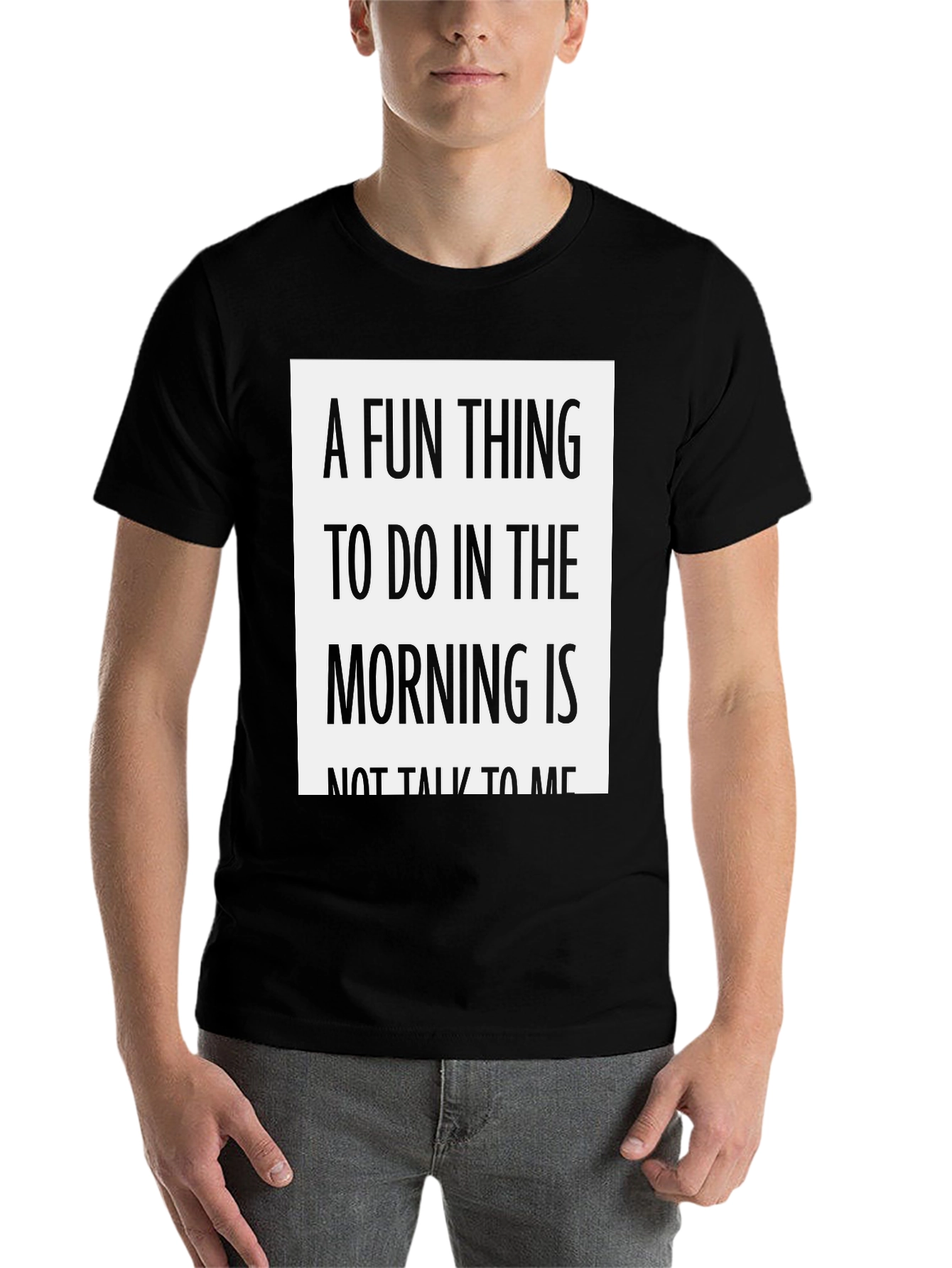 Black Funny Morning Person Tee - Introvert T-Shirt view 7