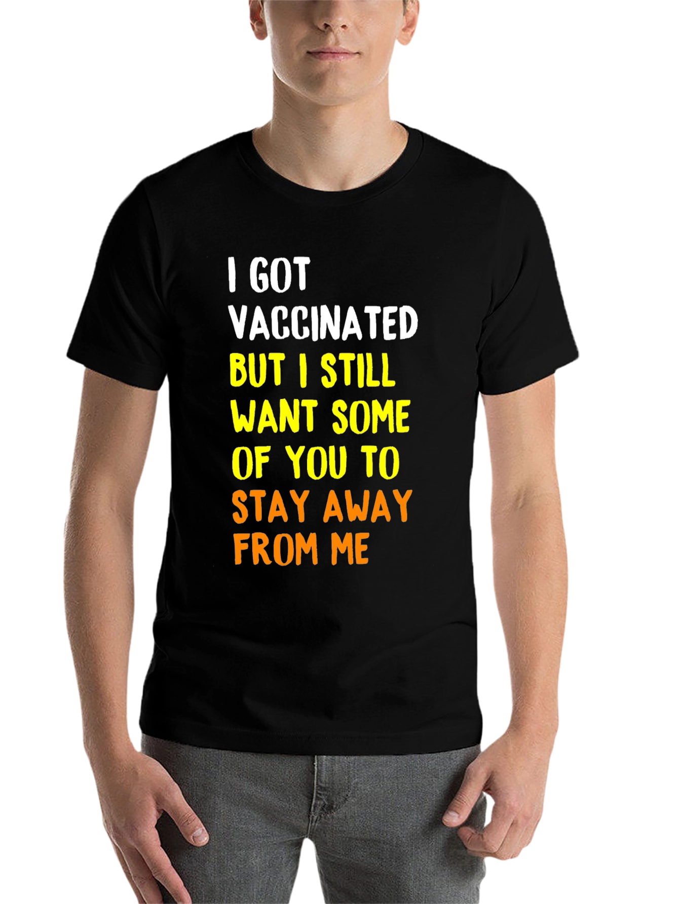 Black Vaccinated Graphic Tee - Stay Away From Me Shirt view 7