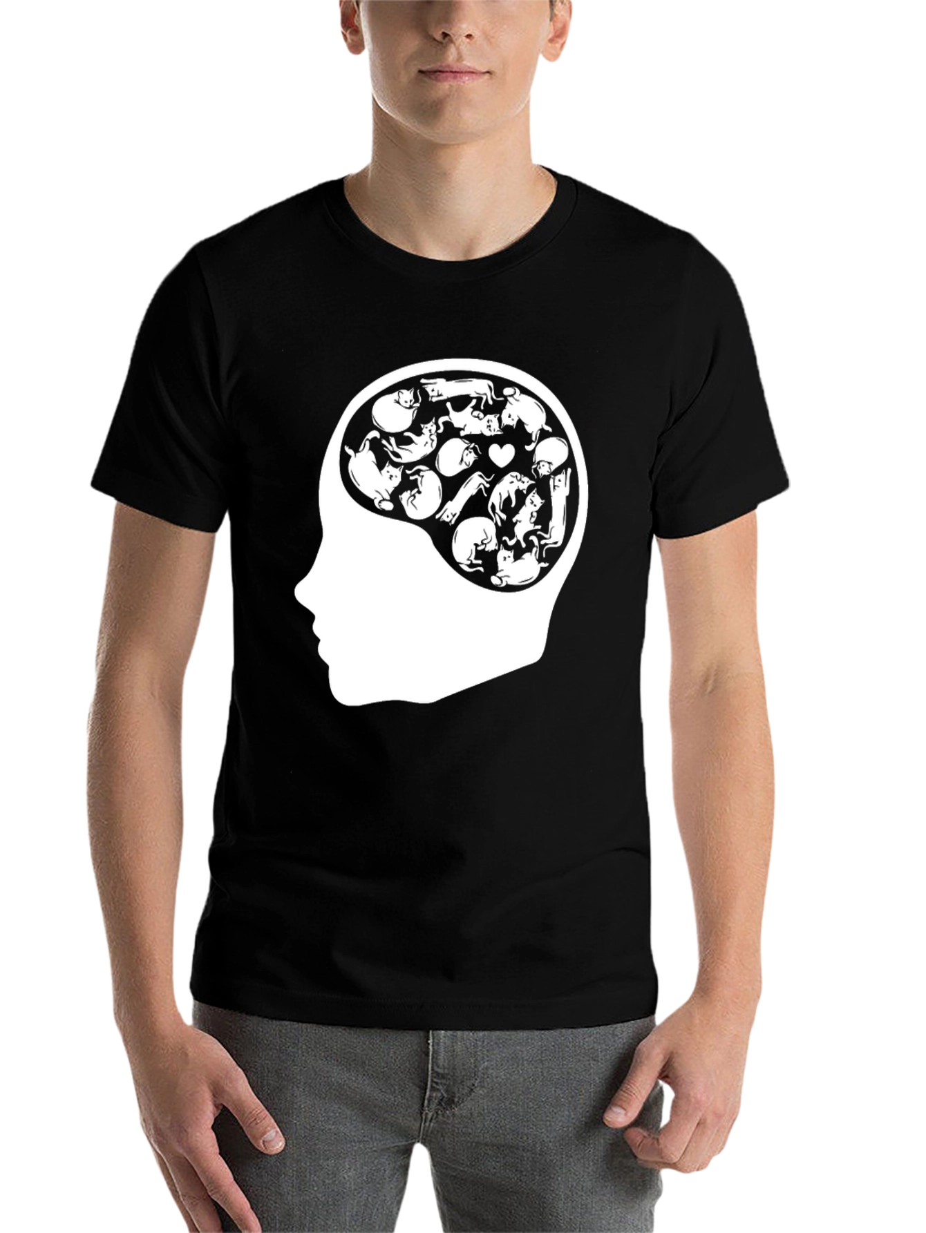 Black Cat Brain T-Shirt - Crazy Cat Lover Tee view 7