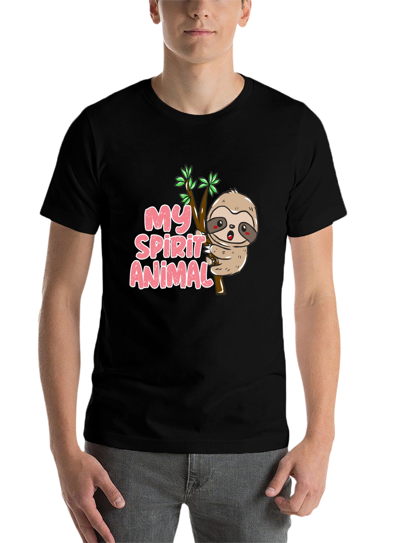 Black My Spirit Animal Sloth T-Shirt view 7