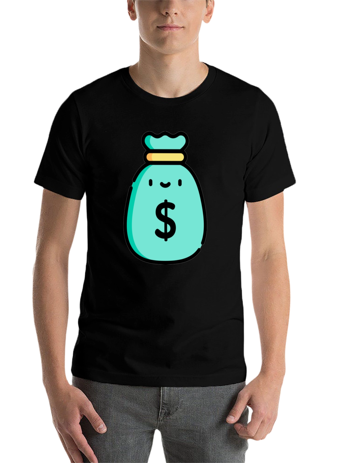 Black Money Bag Graphic T-Shirt - Black view 7