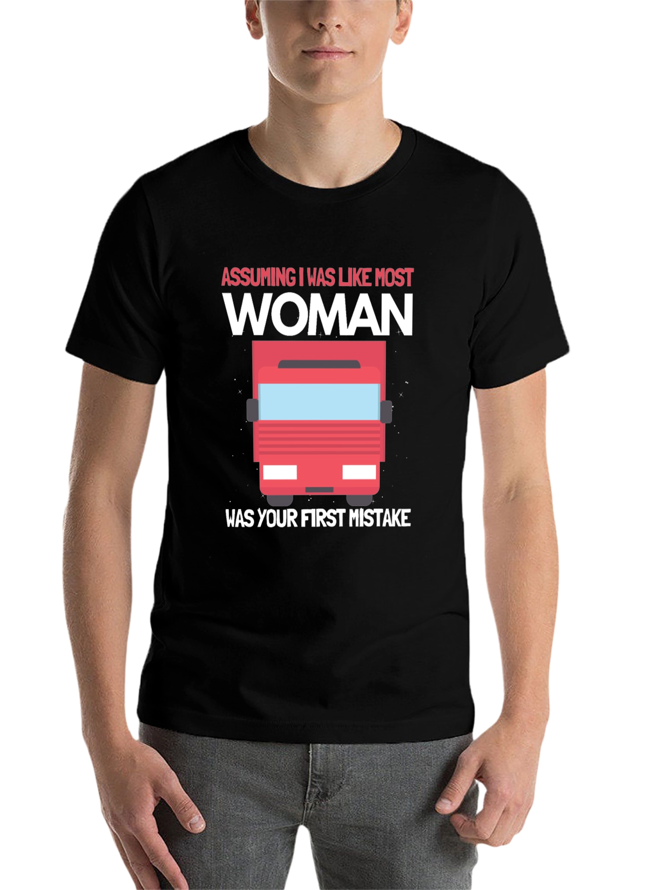 Black Trucker Woman T-Shirt - First Mistake Tee view 7