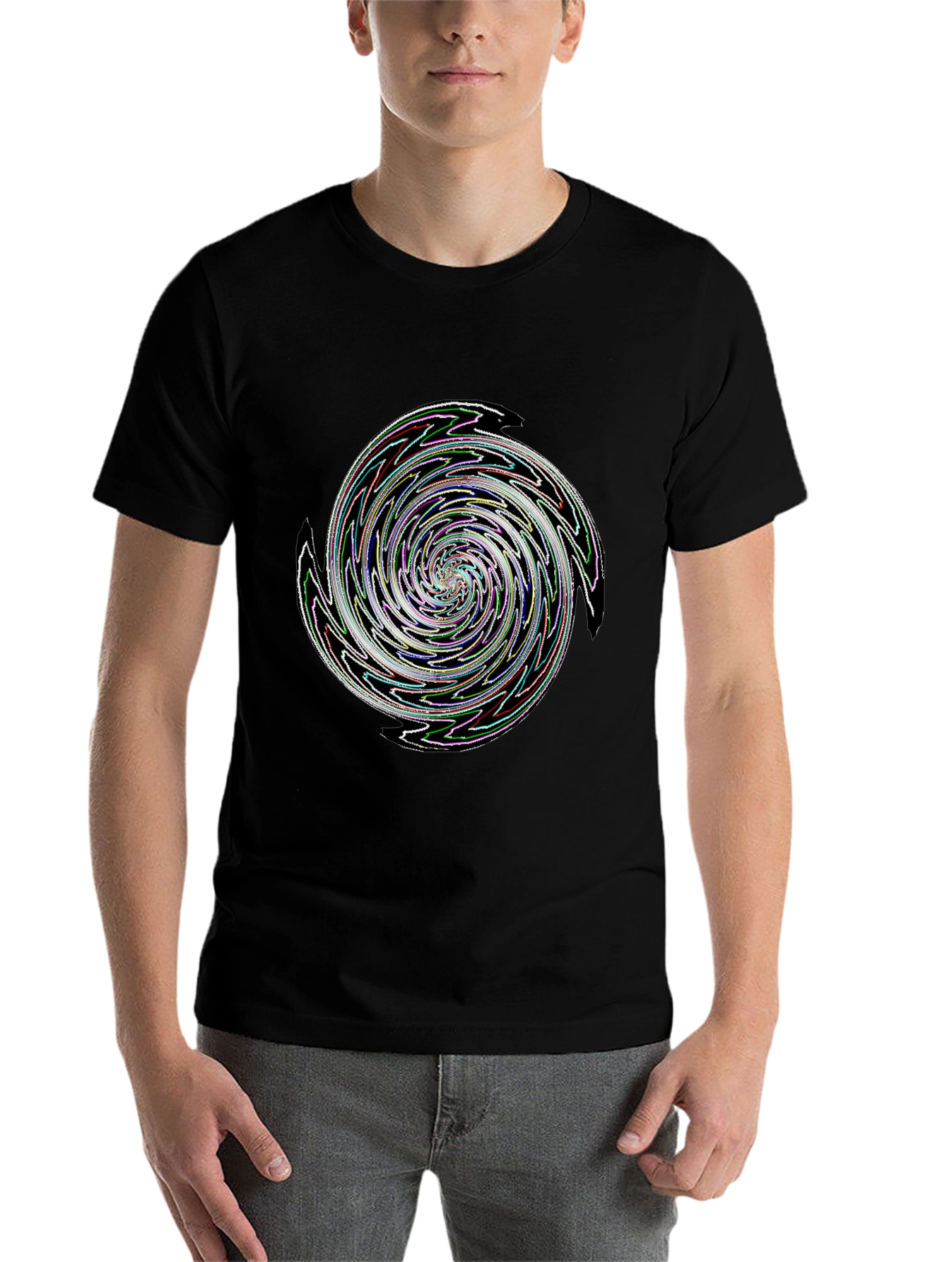 Black Swirl Graphic Black T-Shirt view 7