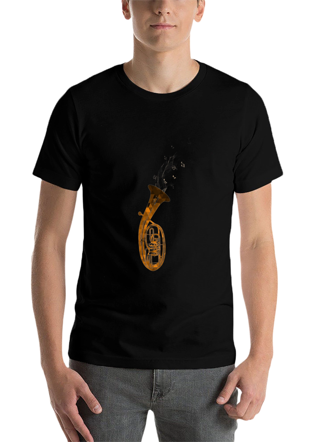 Black Musical Tuba Graphic Tee - Black Cotton Blend view 7