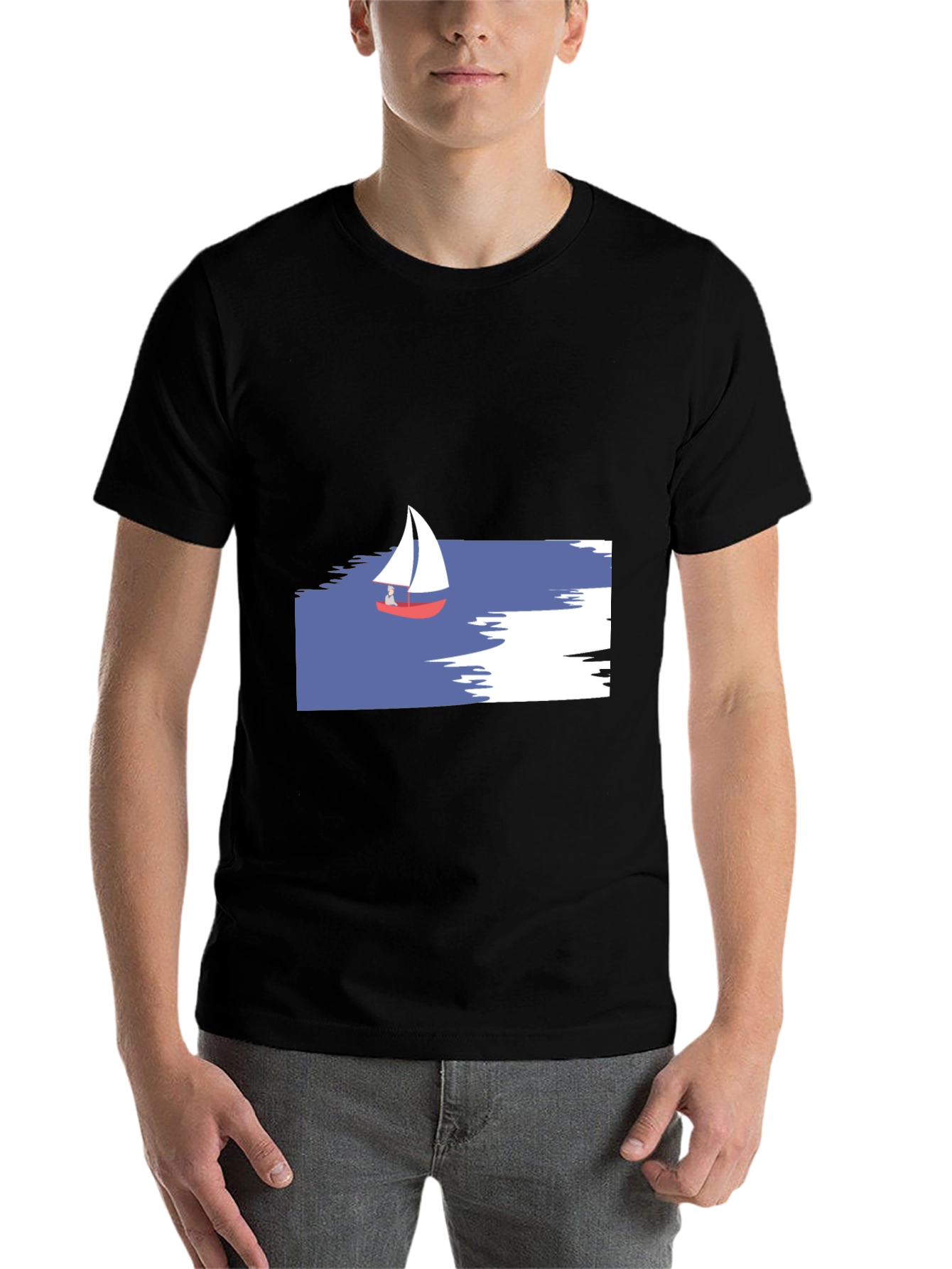 Black Sailboat Graphic T-Shirt - Black view 7