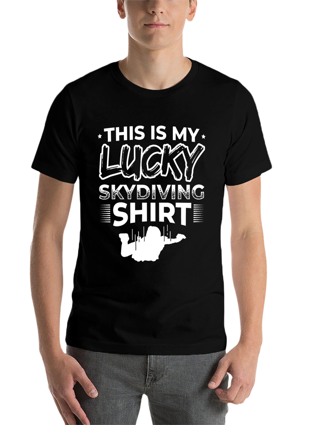 Black Lucky Skydiving Shirt - Graphic Tee view 7