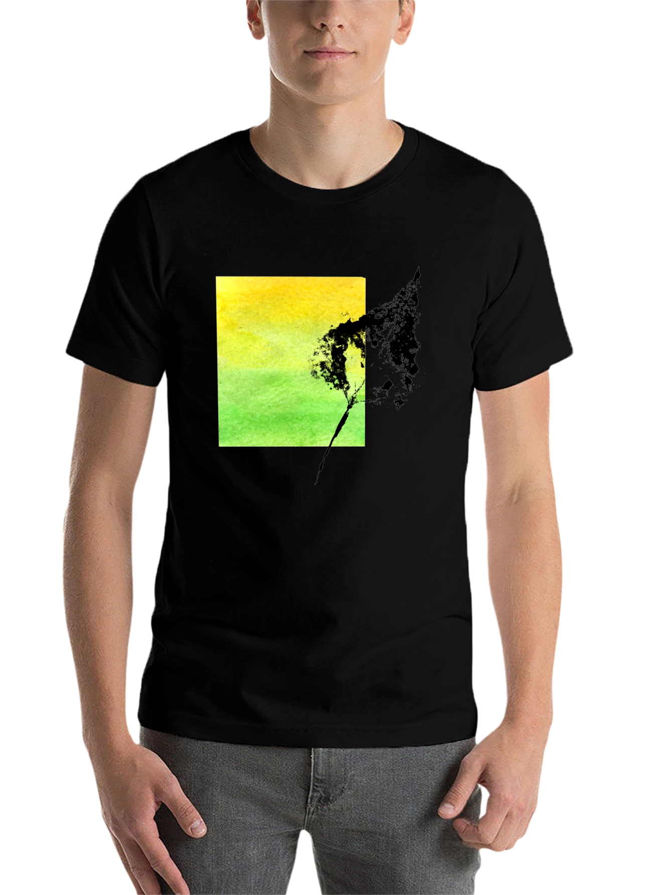 Black Nature Square Graphic Black T-Shirt view 7