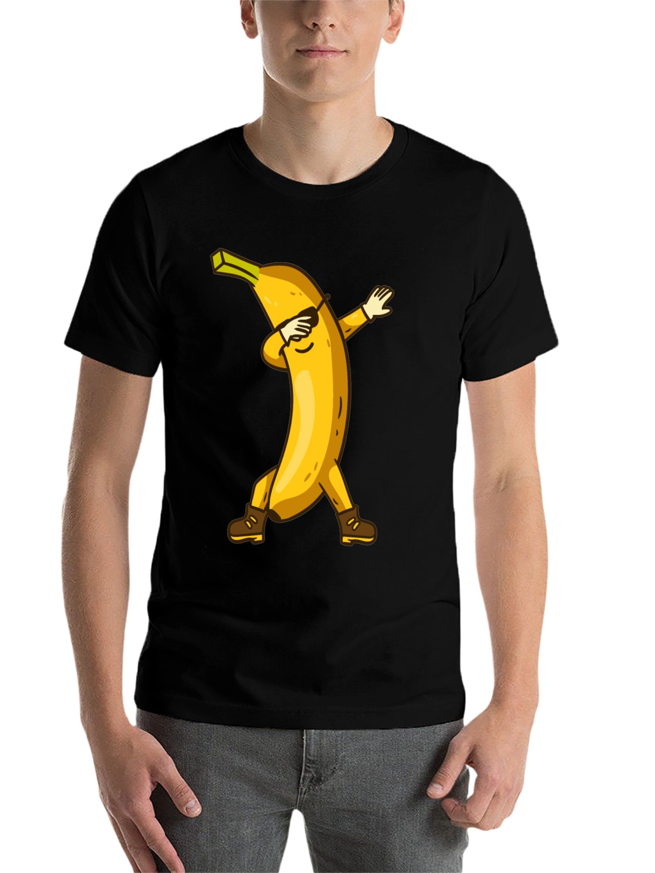 Black Dabbing Banana Graphic Tee - Fun Trendy Shirt view 7