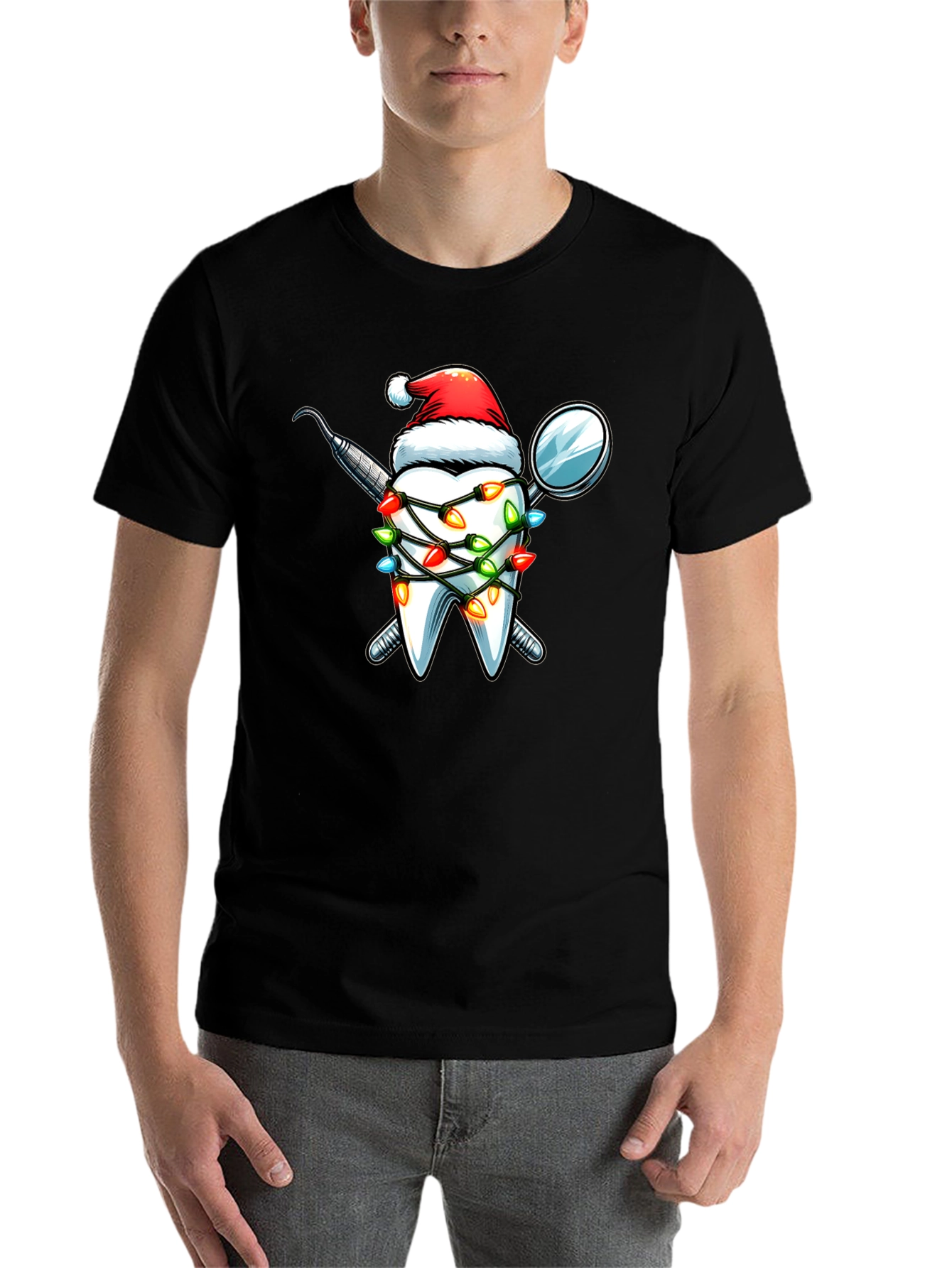 Black Festive Dental Christmas T-Shirt view 7