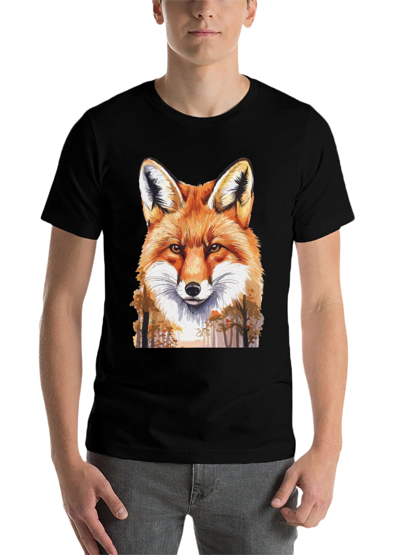 Black Fox Graphic Print Black T-Shirt view 7