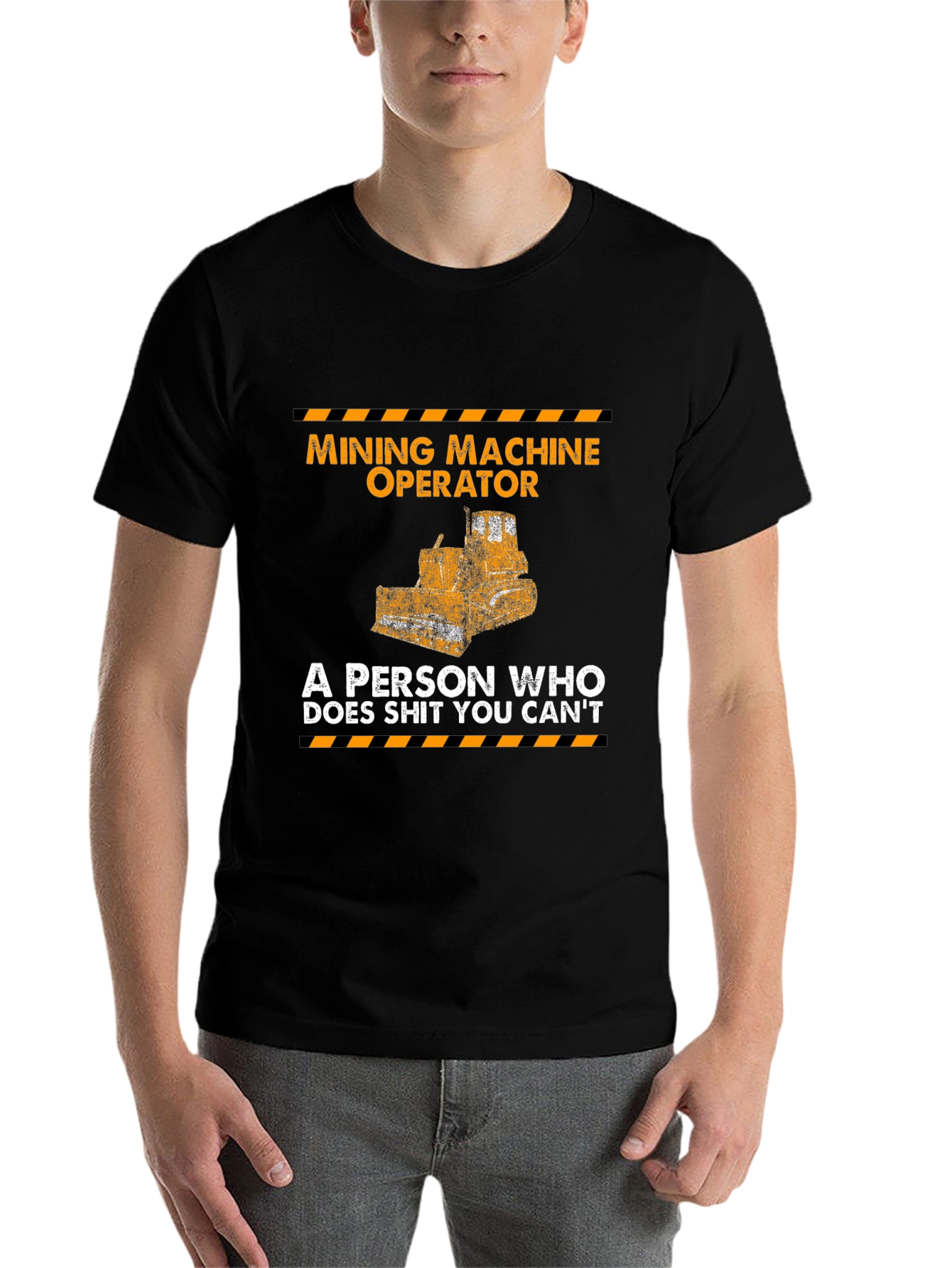 Black Mining Machine Operator Graphic Tee view 7