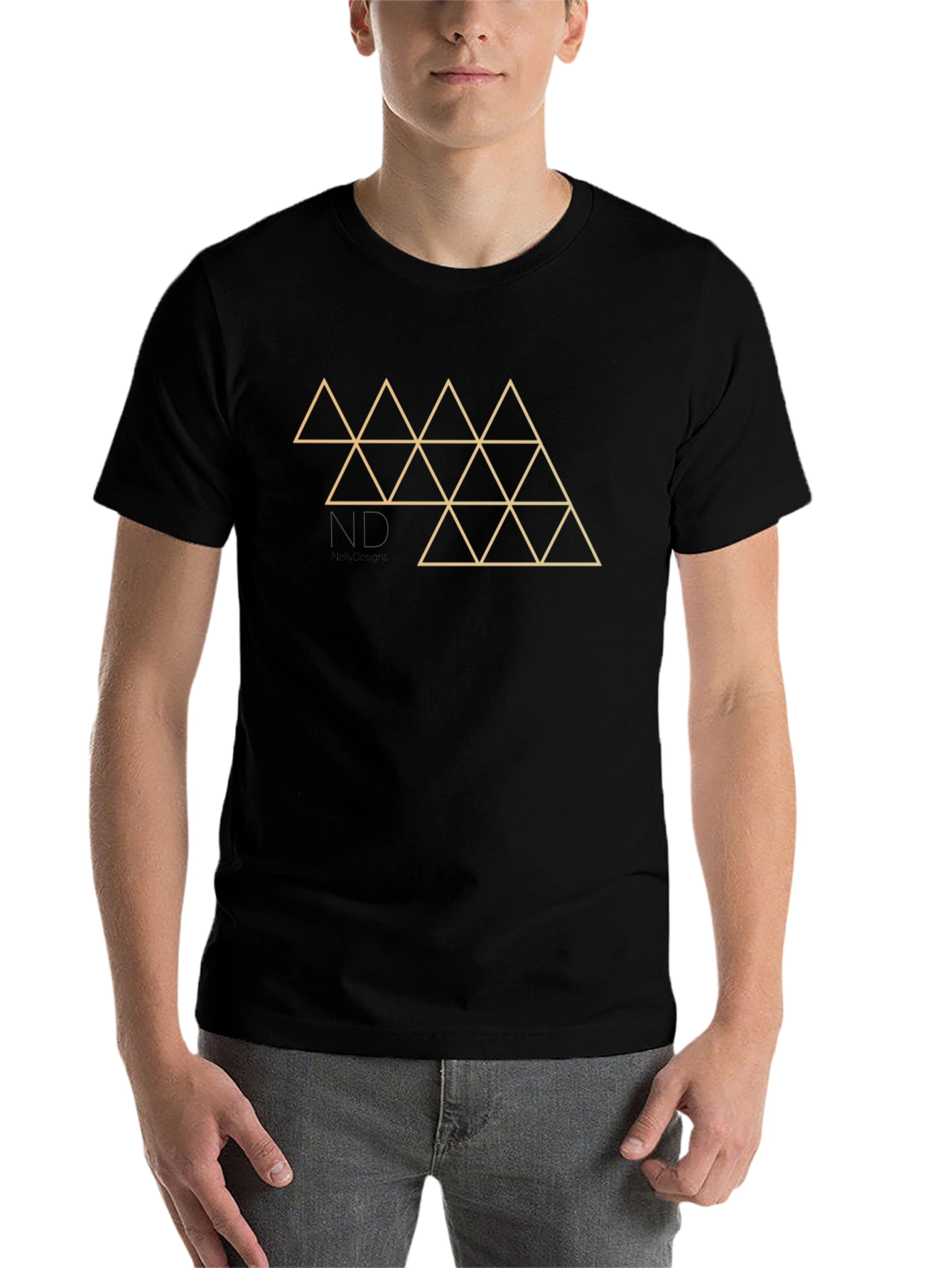 Black Geometric Triangle Tee - Modern Minimalist Design view 7