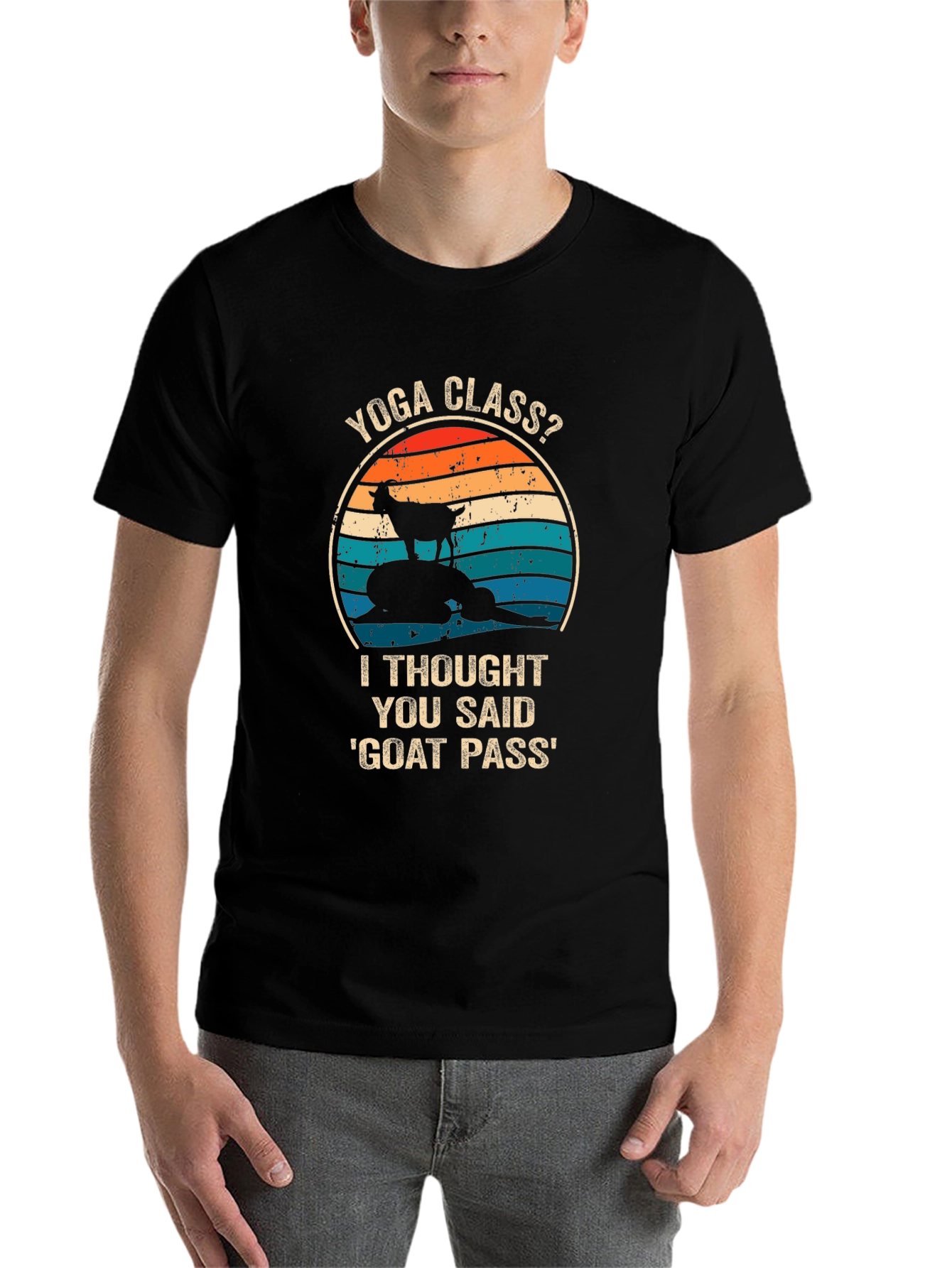 Black Yoga Class? Goat Pass Funny Graphic Tee view 7