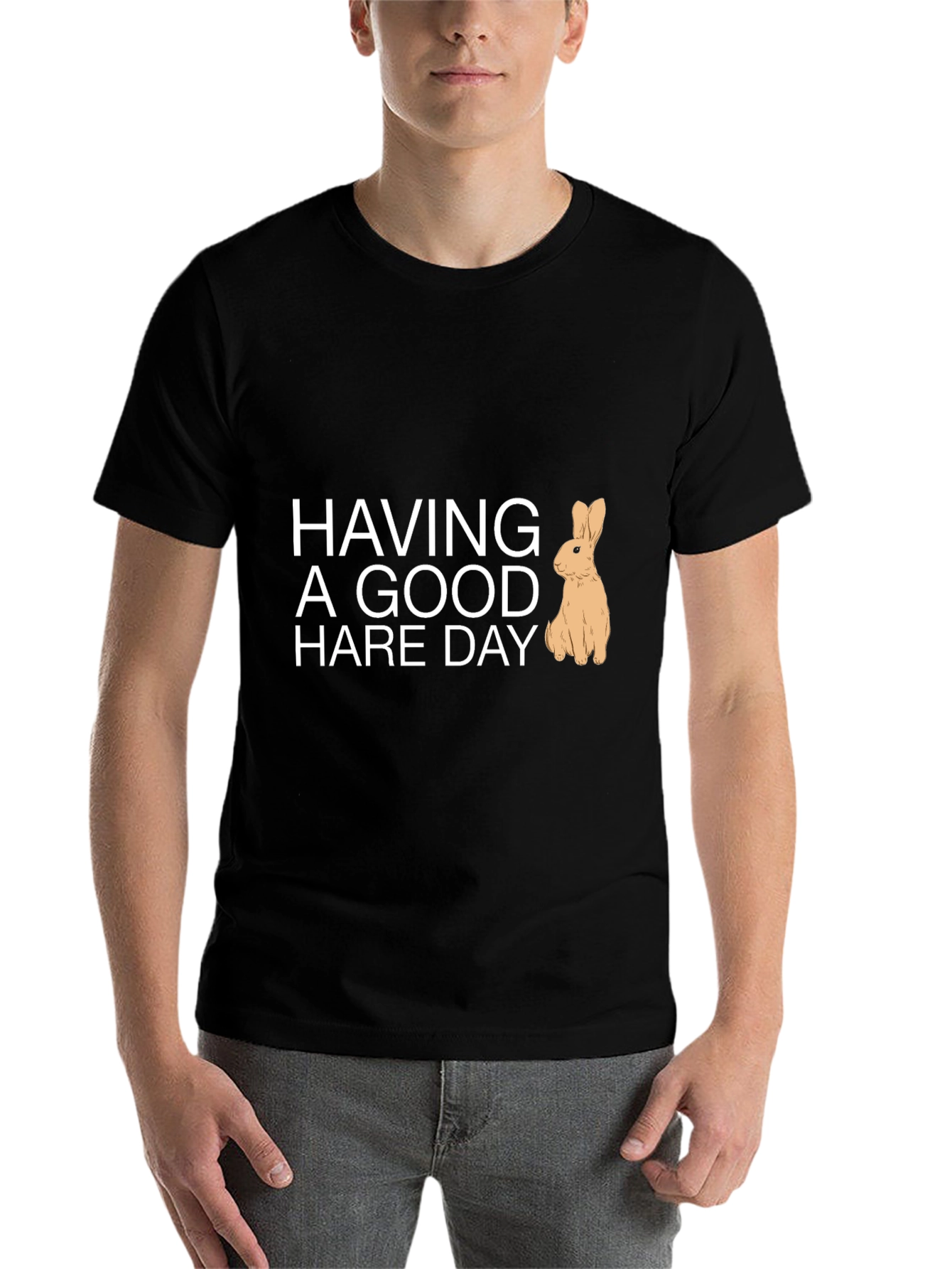 Black Having a Good Hare Day Graphic Tee view 7