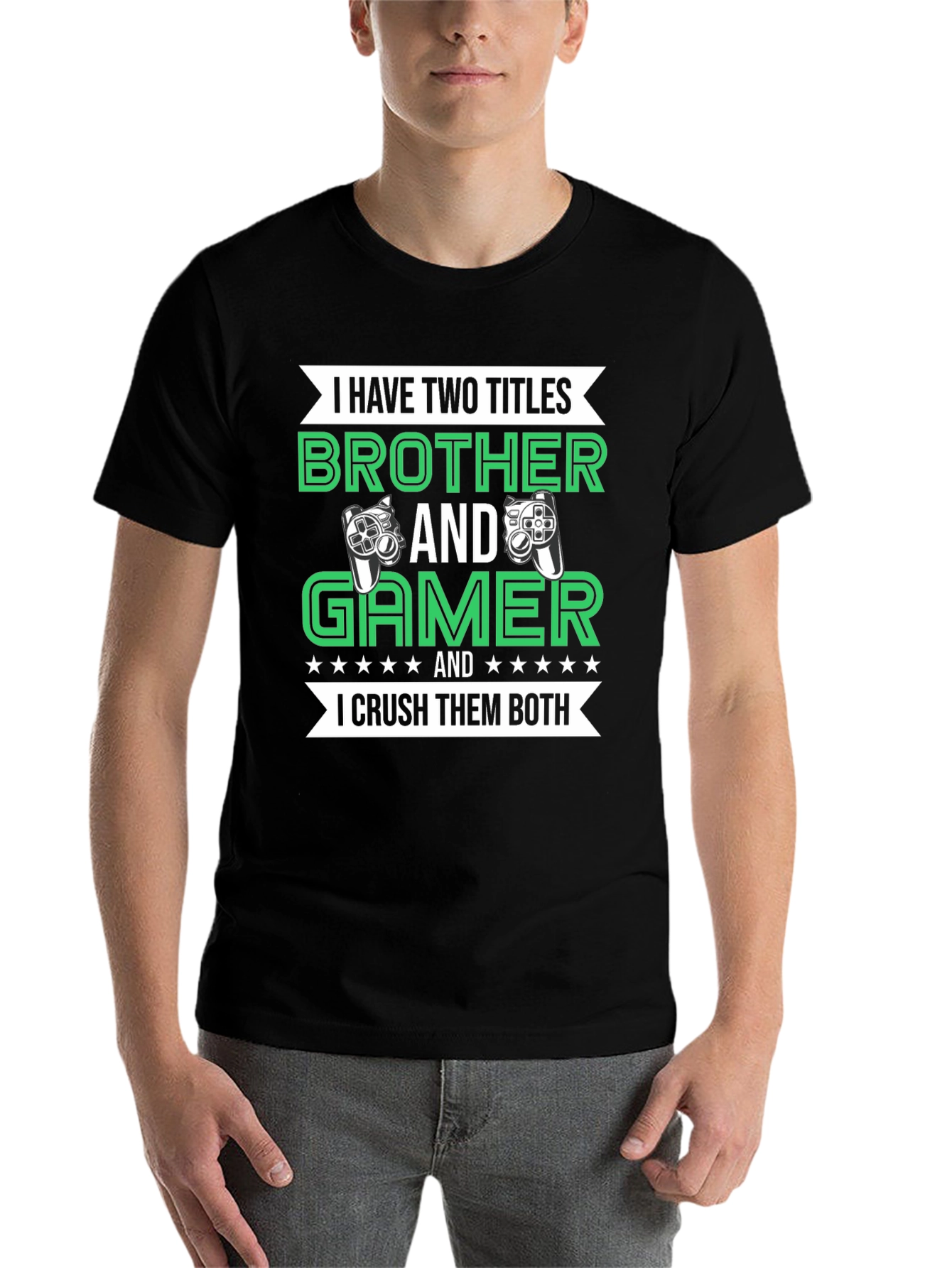 Black Brother and Gamer T-Shirt: I Crush Them Both! view 7