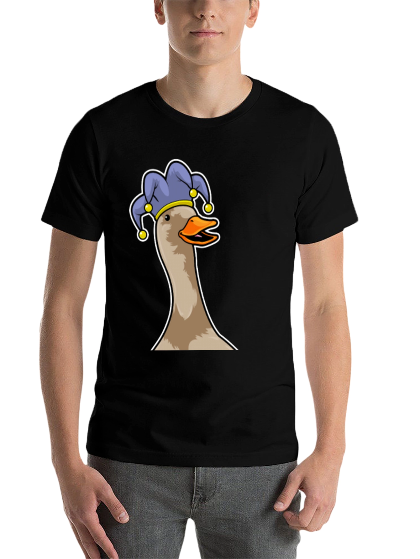 Black Goose Jester T-Shirt - Funny Cartoon Tee view 7