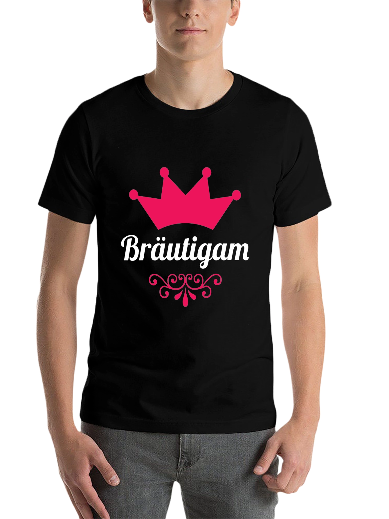 Black Bräutigam Groom Crown T-Shirt - Black view 7