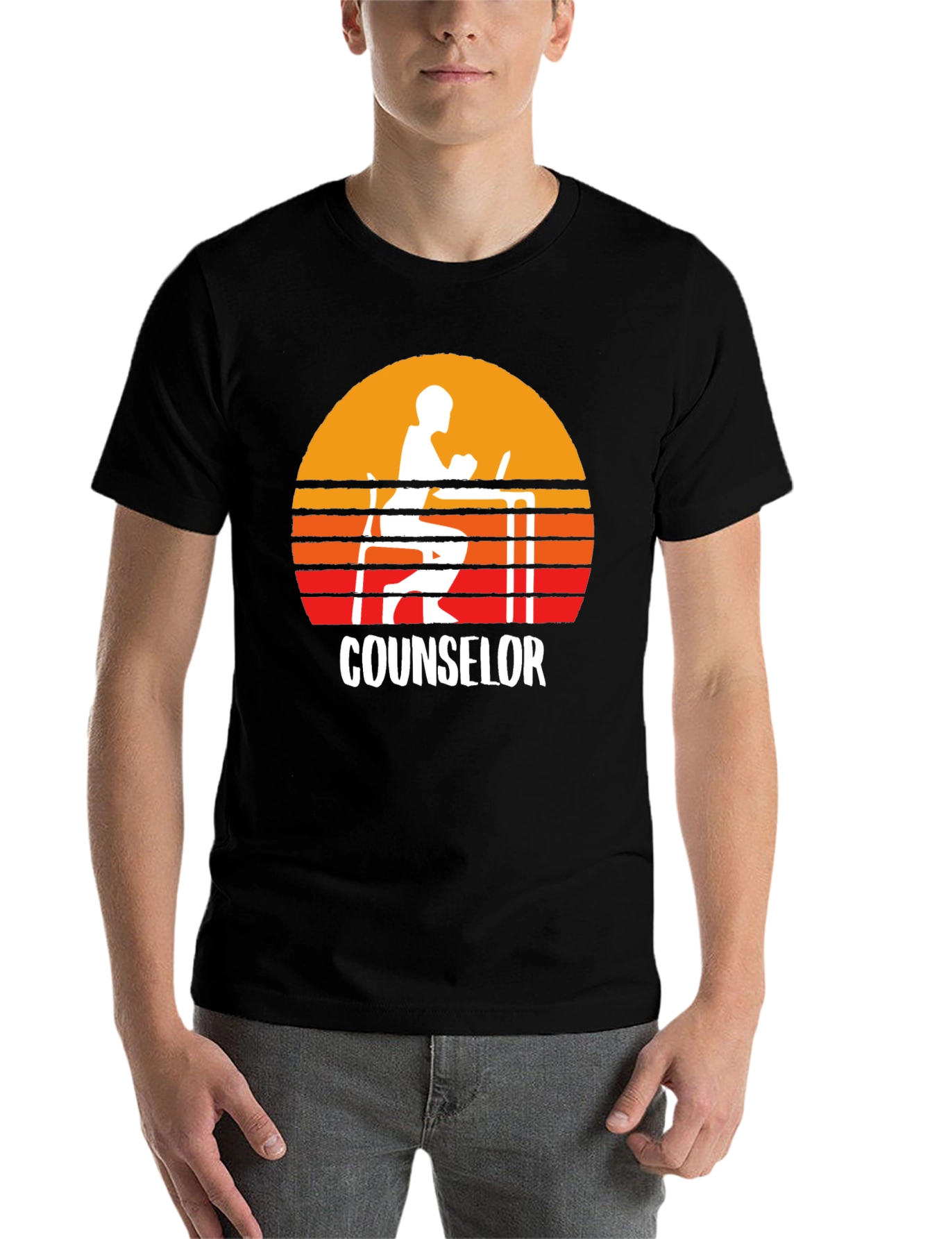 Black Counselor Sunset Graphic T-Shirt view 7