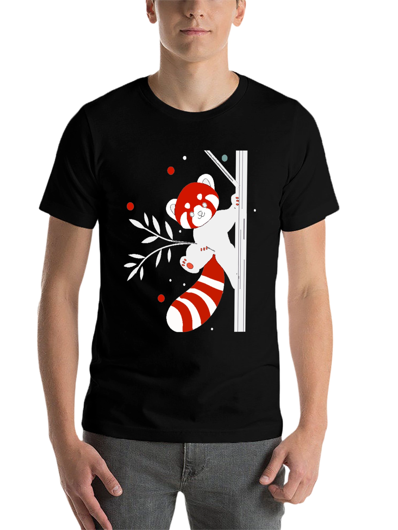 Black Red Panda T-Shirt - Cute Animal Design view 7
