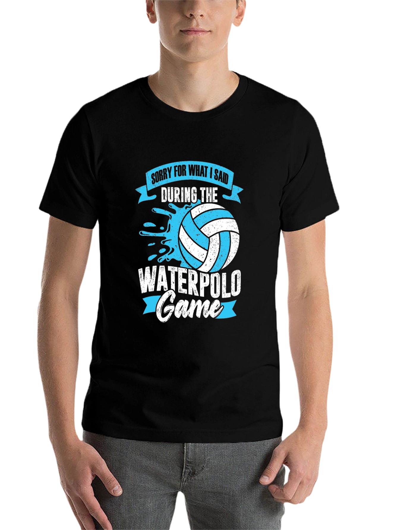 Black Waterpolo Game Apology Graphic Tee view 7