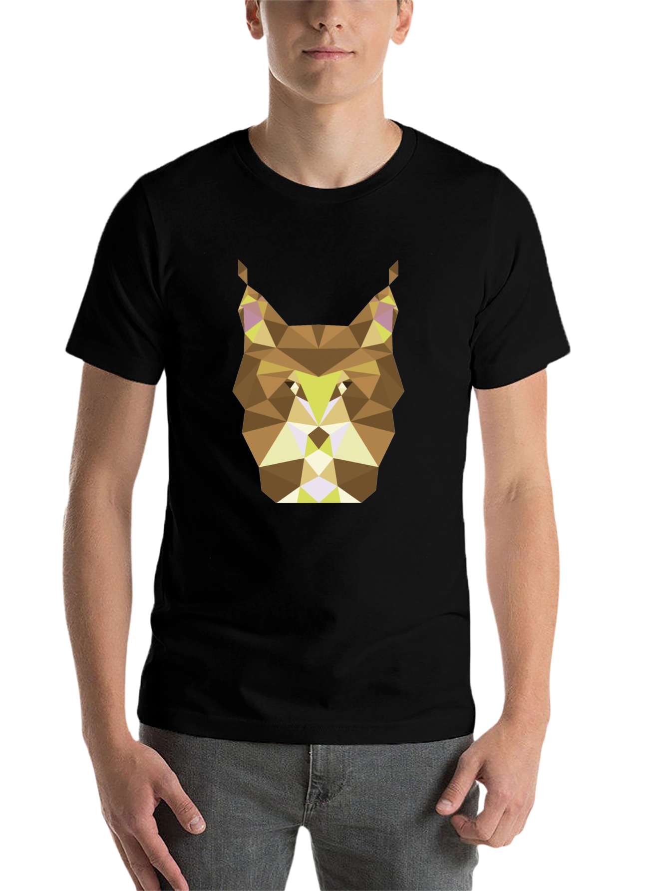 Black Geometric Lynx Graphic T-Shirt - Black view 7