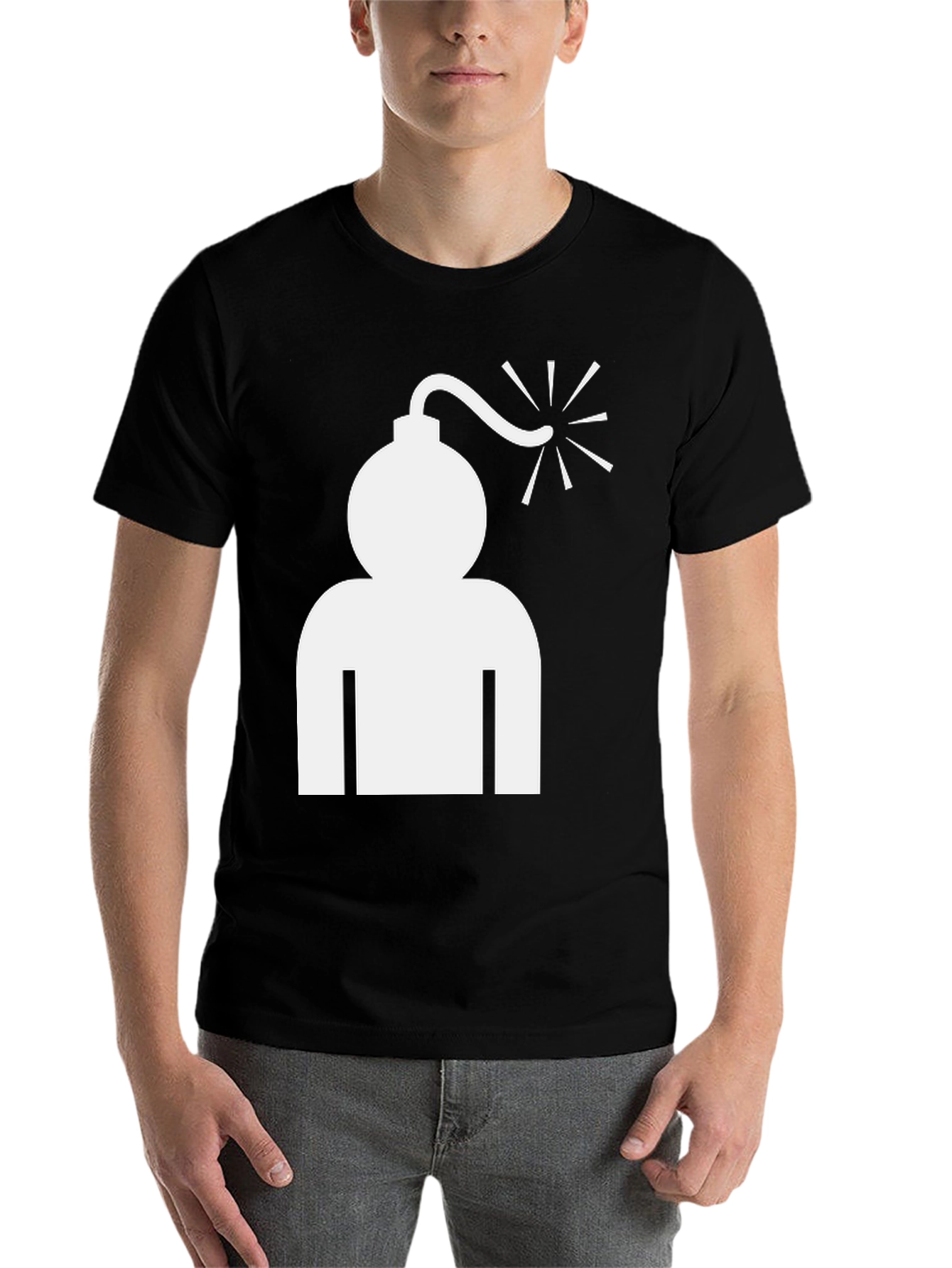 Black Bomb Head Graphic Tee - Cool Humor T-Shirt view 7