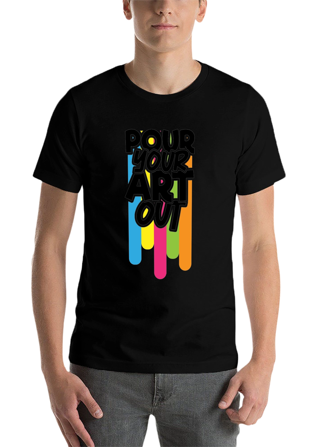 Black Pour Your Art Out - Black Graphic T-Shirt view 7
