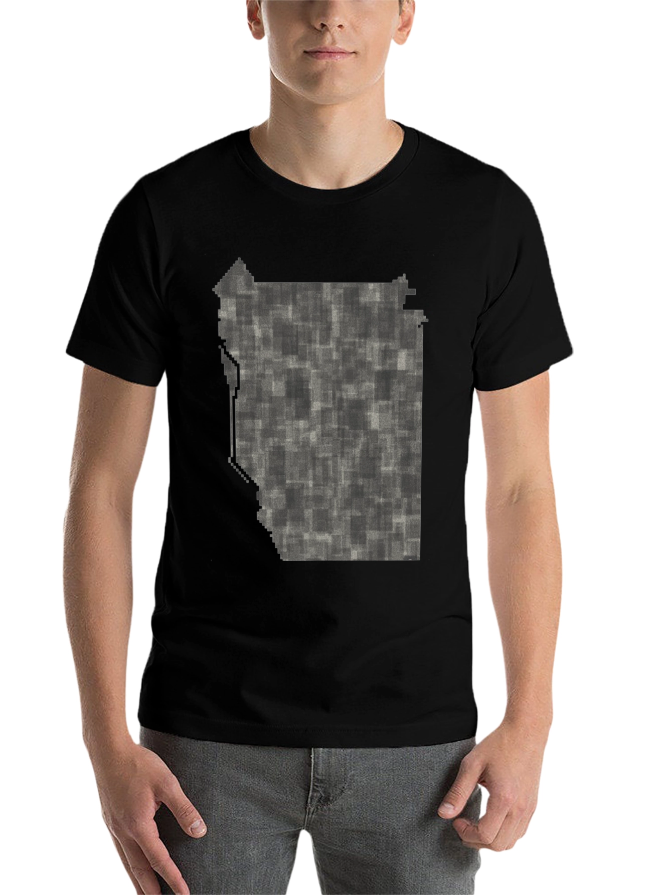 Modern Abstract Pixelated T-Shirt - Black - 7