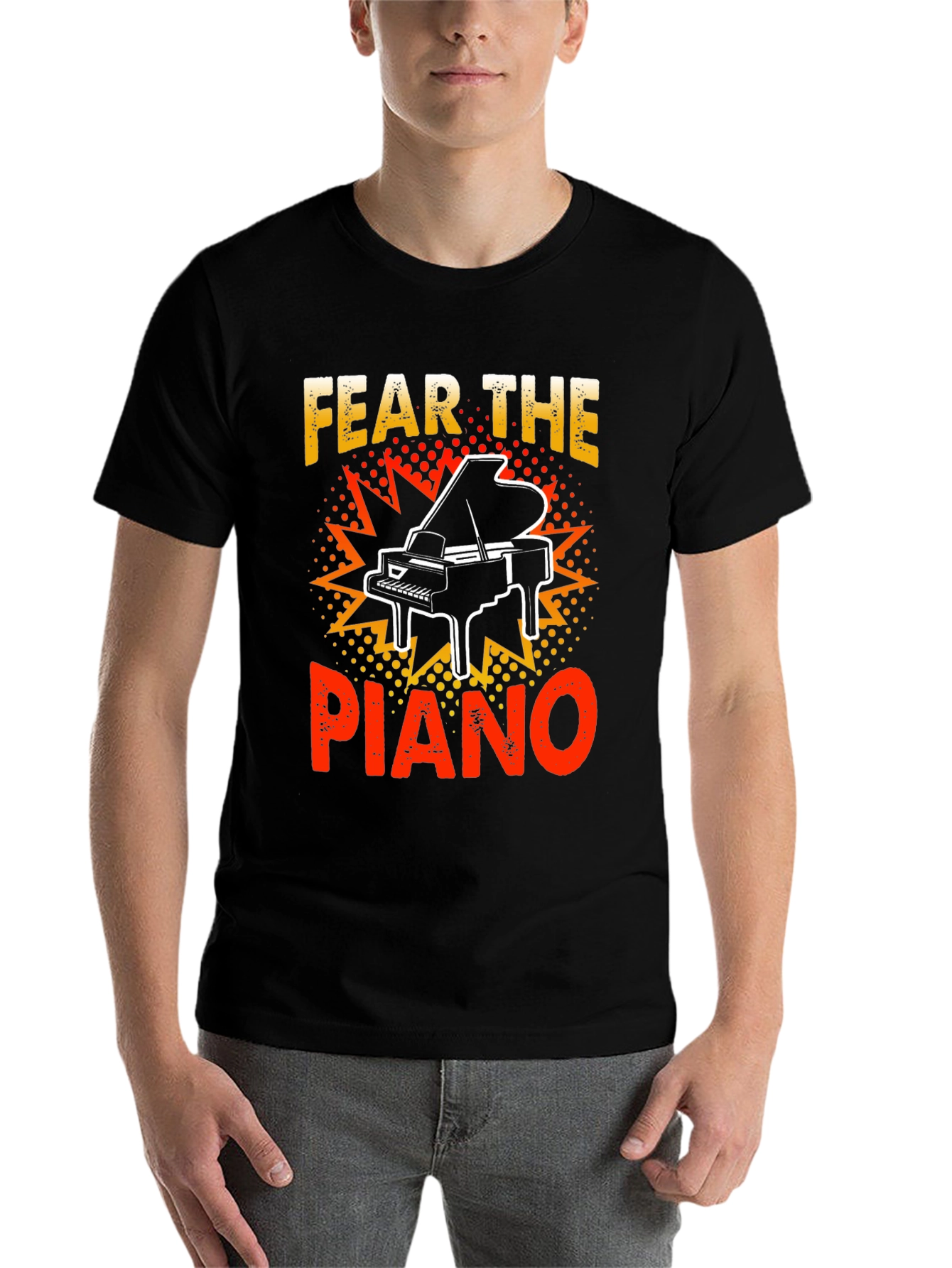 Black Fear the Piano Graphic T-Shirt view 7