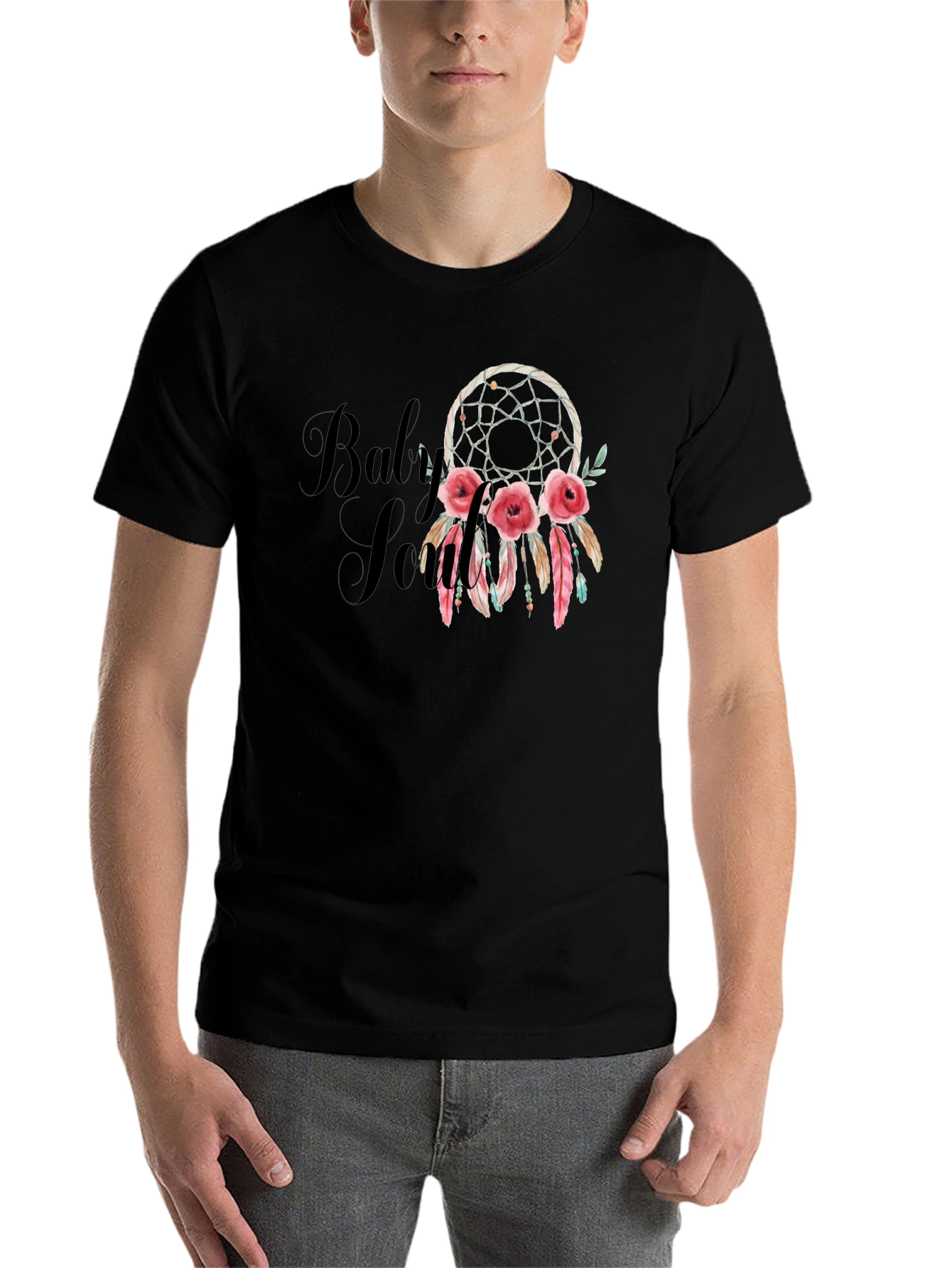 Black Dream Catcher Roses Black T-Shirt view 7
