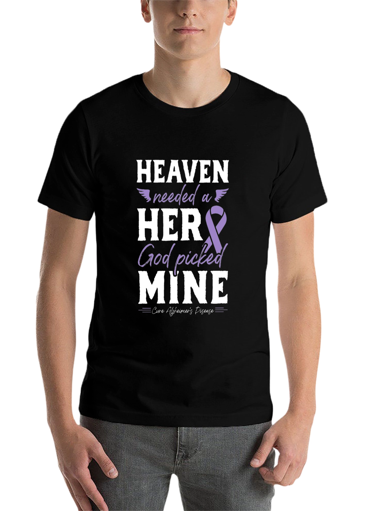 Alzheimer's Awareness T-Shirt: Heaven Needed a Hero - 7