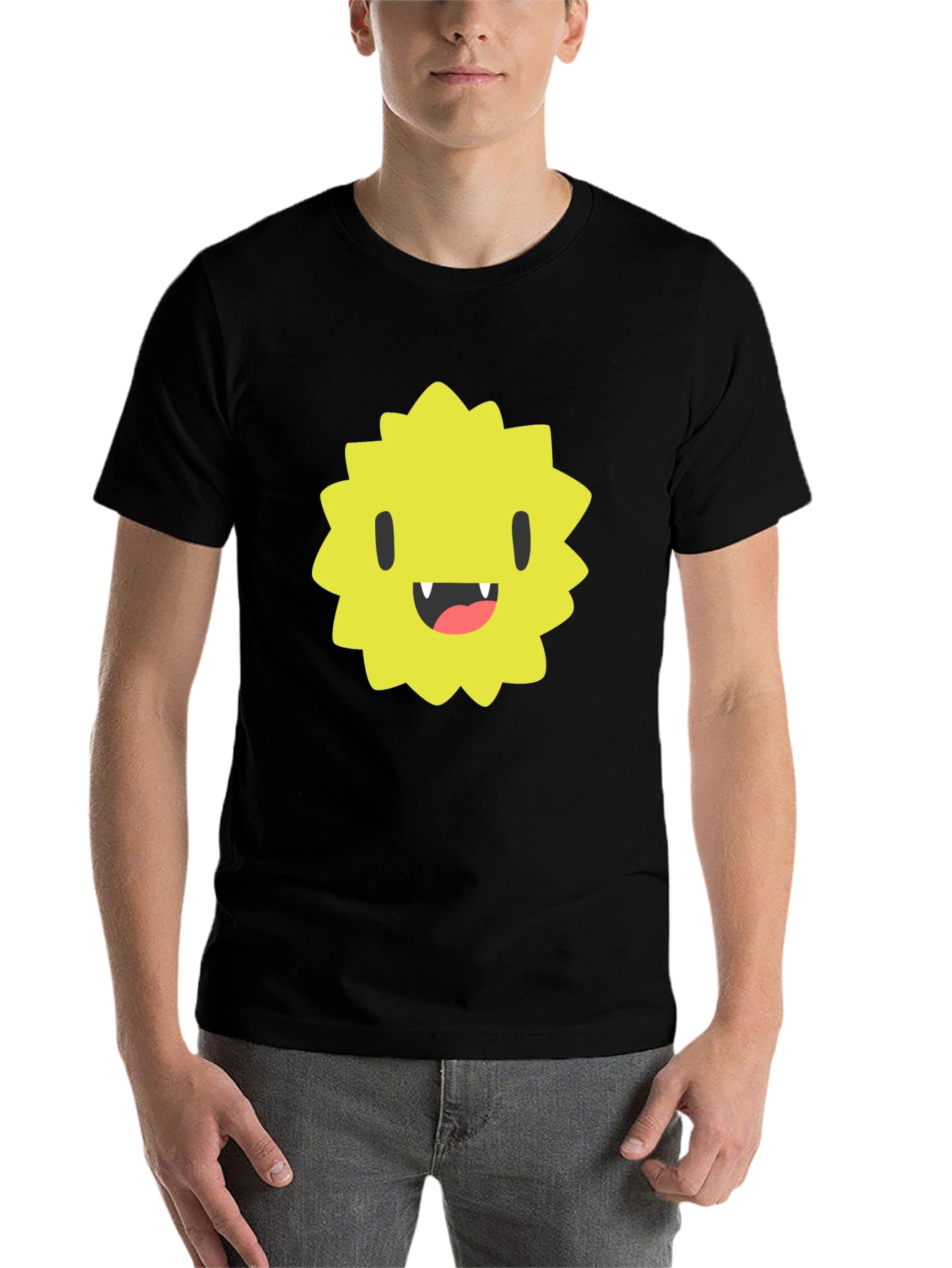 Black Monster Face Graphic Tee - Black Cotton T-Shirt view 7