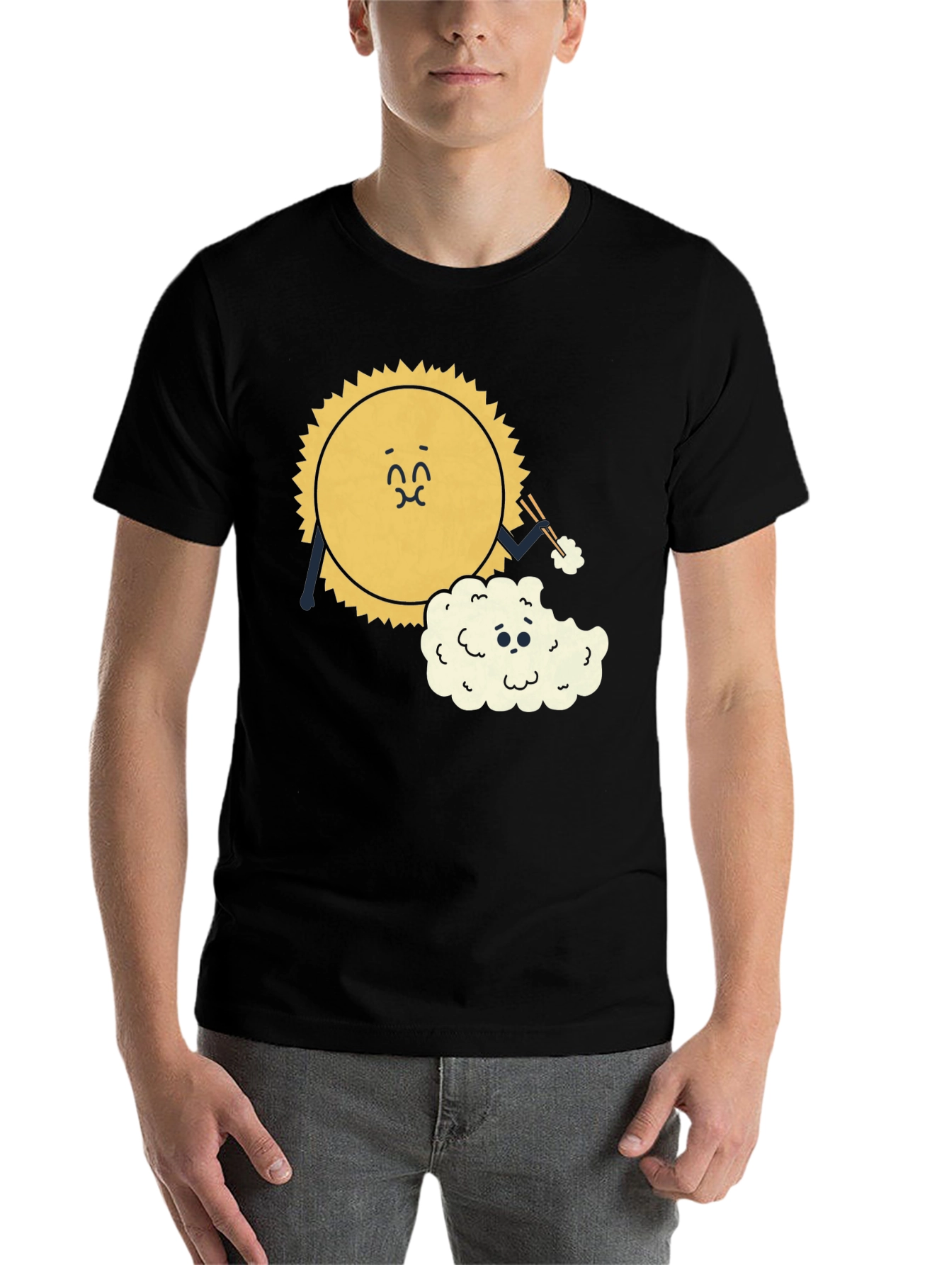 Black Sun Eating Cloud Graphic Tee - Black Cotton Blend view 7