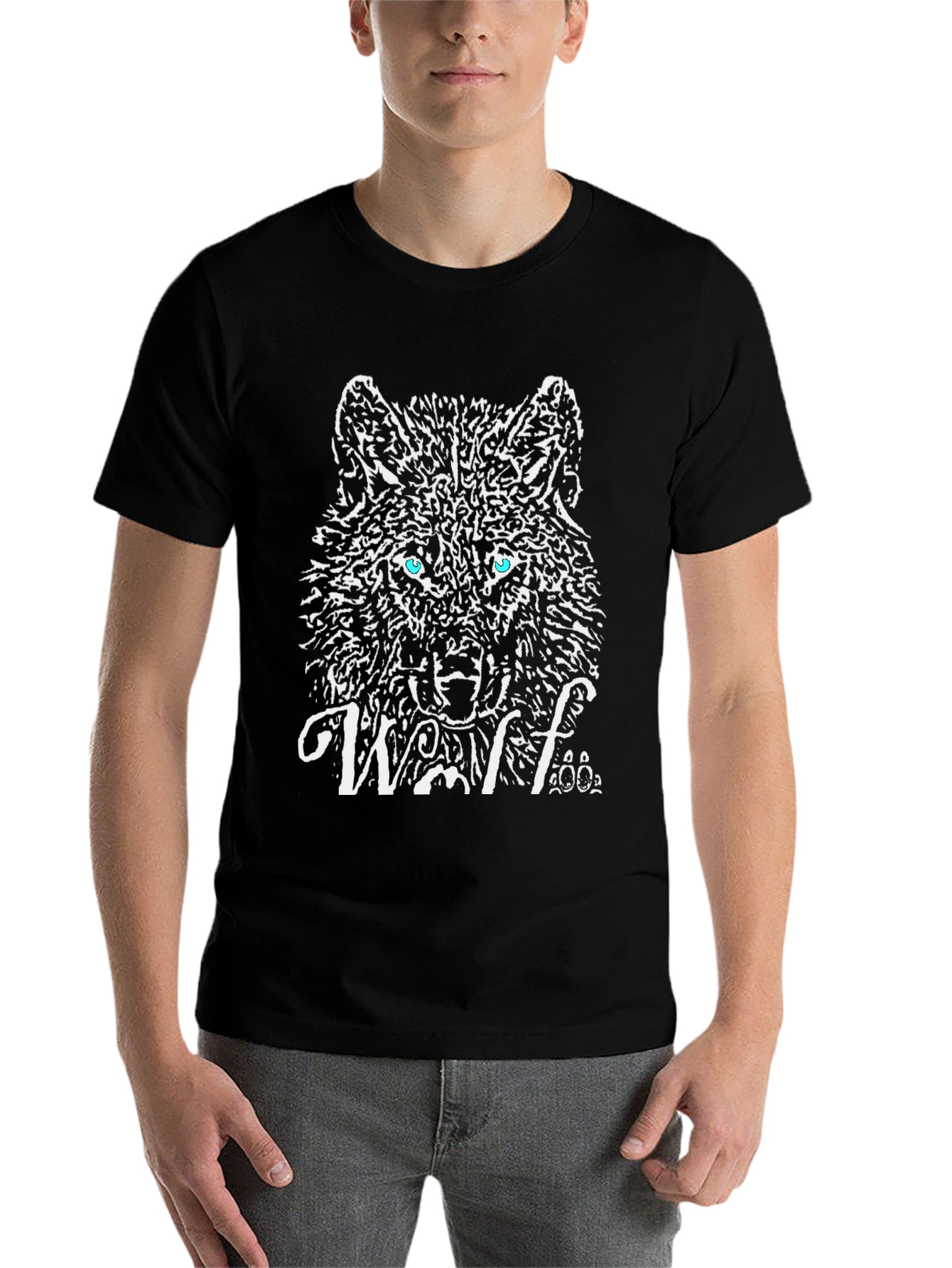 Black Wolf Graphic T-Shirt - Black Cotton Tee view 7