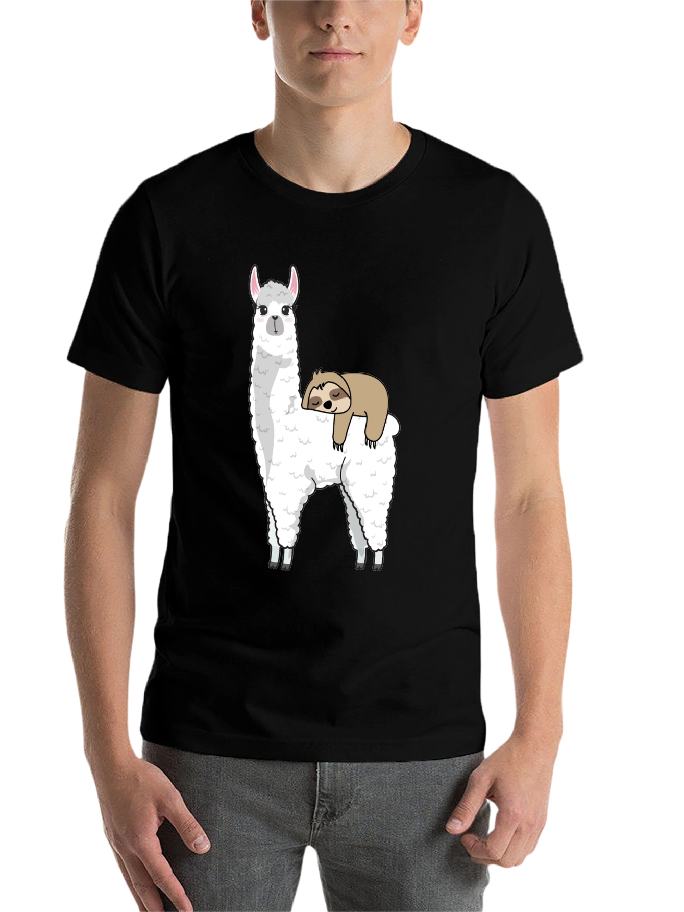 Black Llama and Sloth Graphic Tee view 7