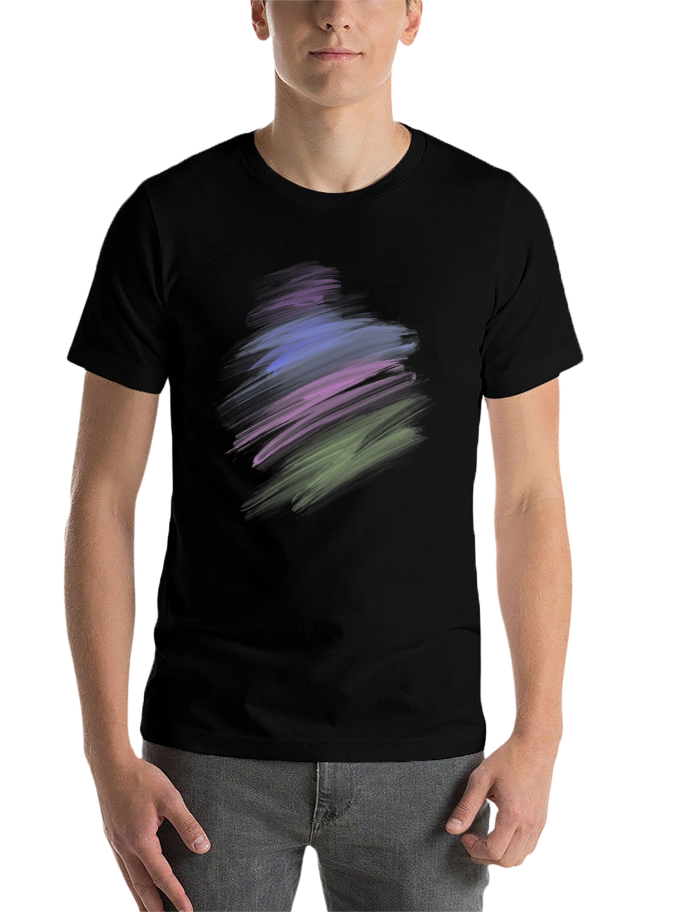 Black Abstract Brush Stroke Graphic Black T-Shirt view 7