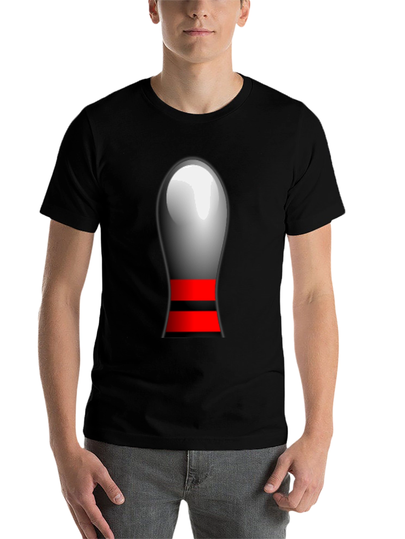 Black Novelty Bowling Pin Graphic T-Shirt view 7