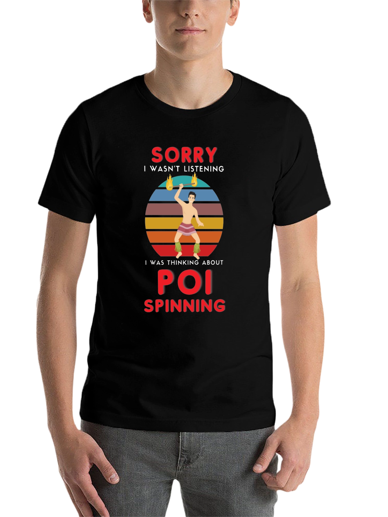 Black Poi Spinning T-Shirt - Sorry I Wasn't Listening view 7