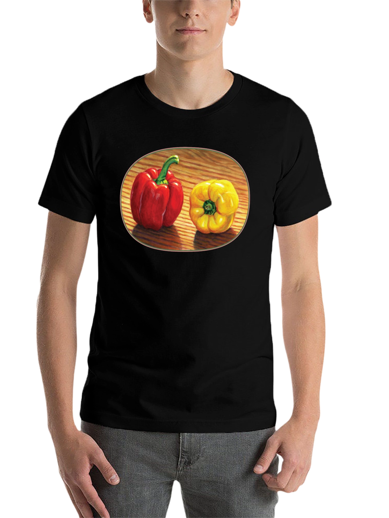 Black Red & Yellow Pepper Graphic Tee view 7