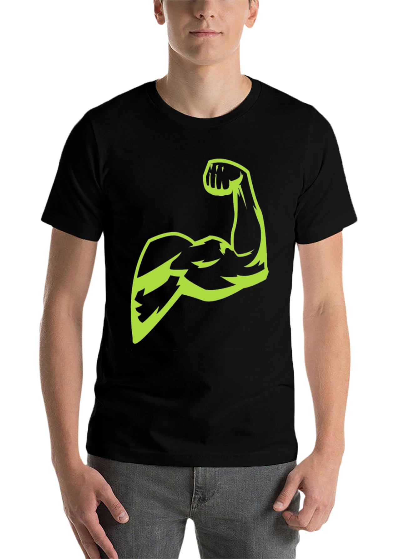 Black Muscle Power T-Shirt - Black Graphic Tee view 7