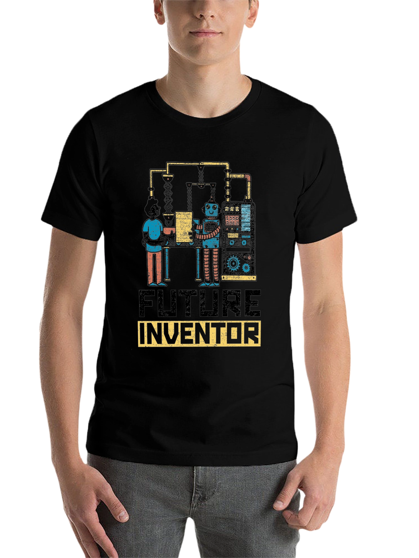 Black Future Inventor Graphic T-Shirt view 7