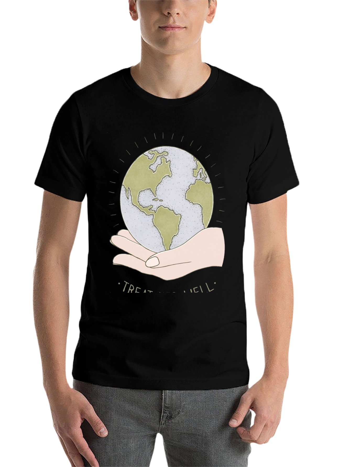 Treat Well Earth Graphic Tee - Black Cotton Blend - 7
