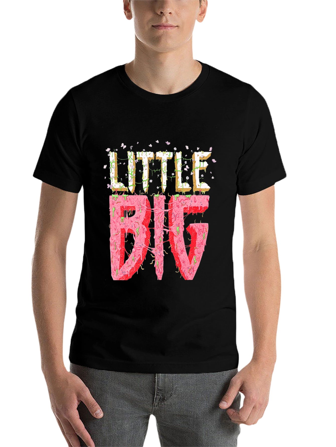 Black Little Big Graphic Tee - Black Cotton Blend view 7